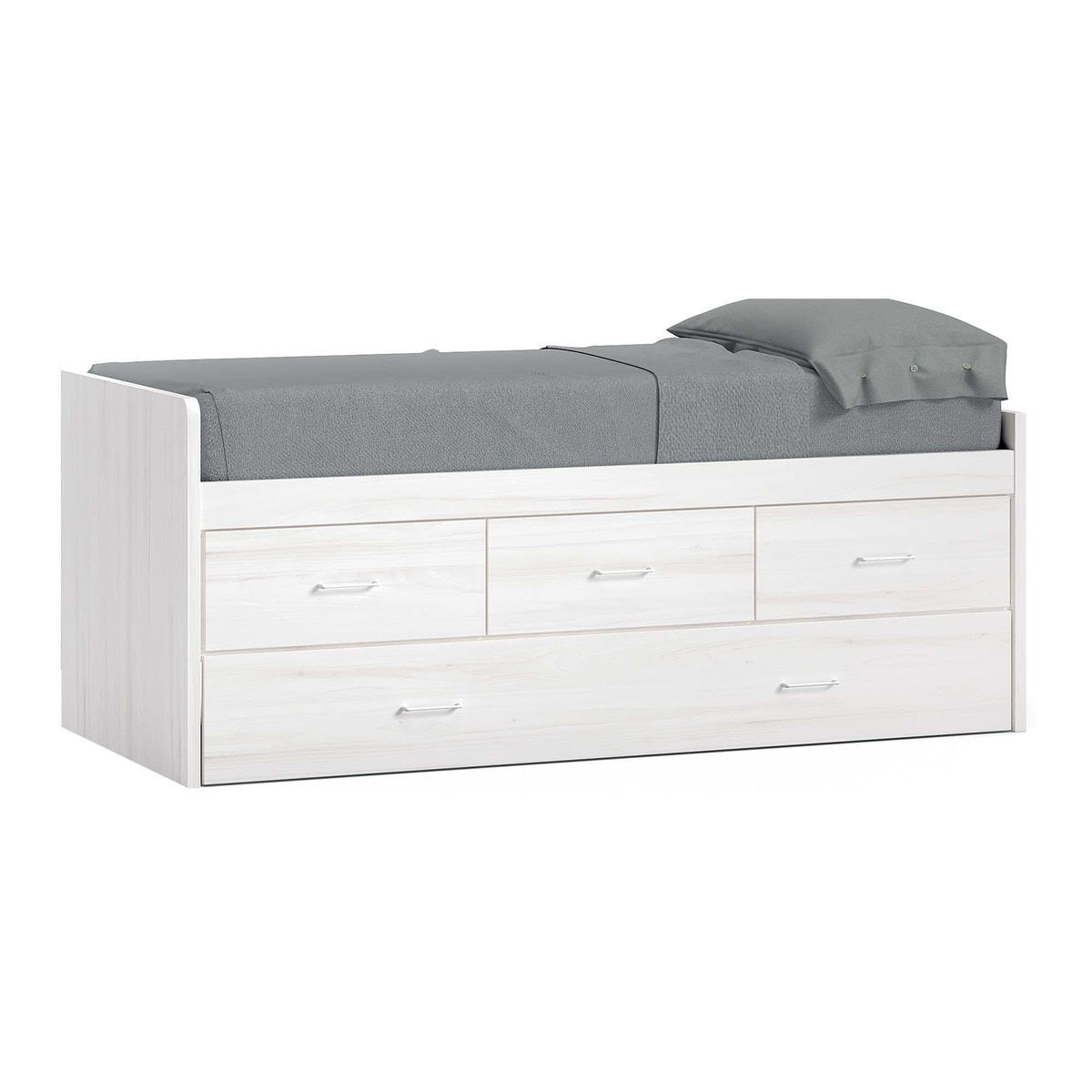 Cama com Gavetão Oculto com 3 Gavetas Noel Pedra - Giz-1