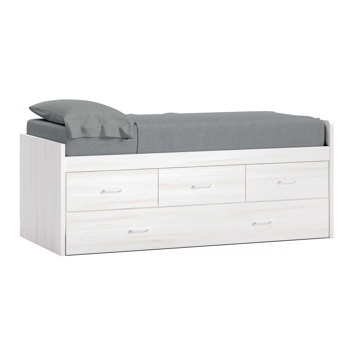 Cama com Gavetão Oculto com 3 Gavetas Noel Pedra - Giz-1