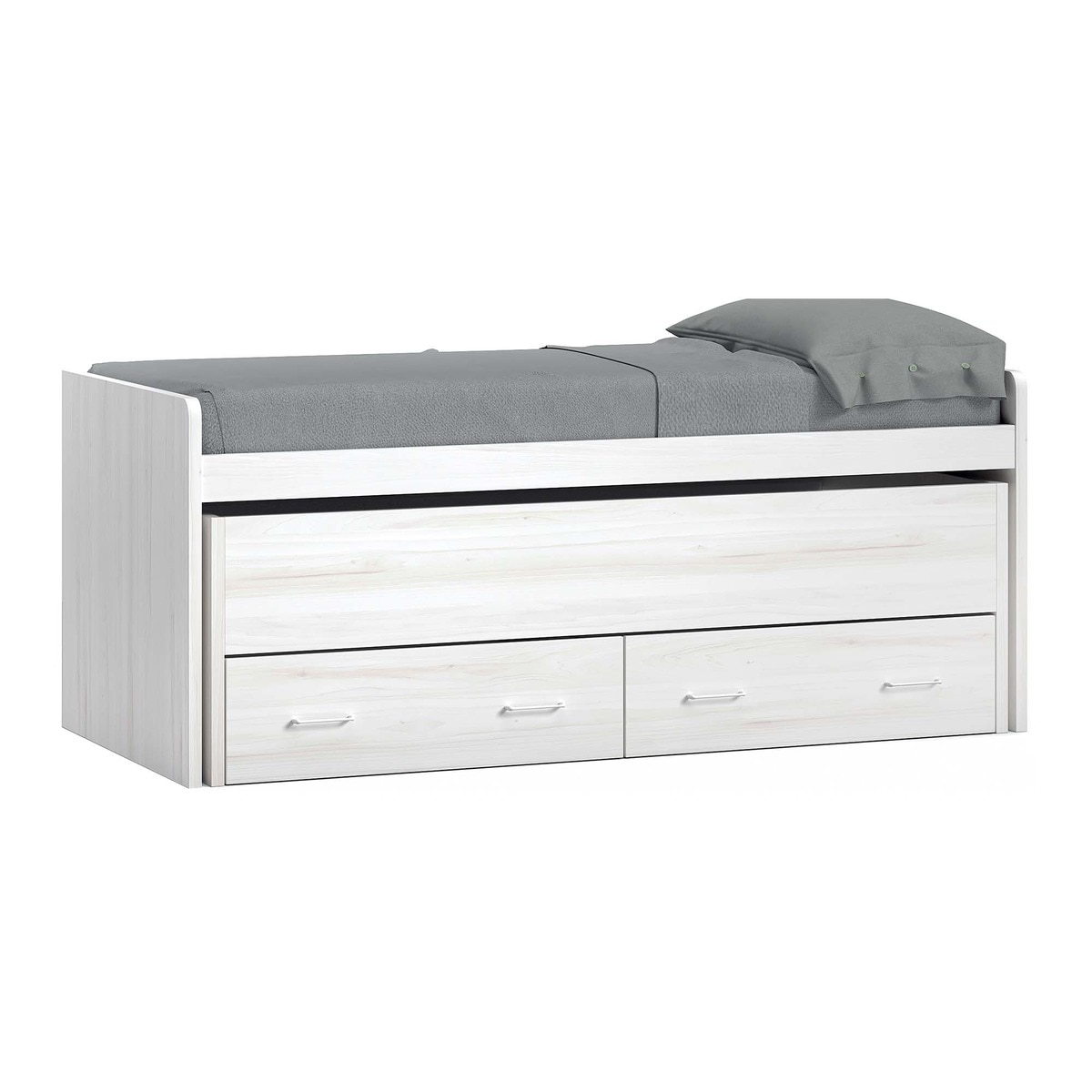 Cama com Gavetão Oculto com Gavetas Noel Pedra - Giz-1