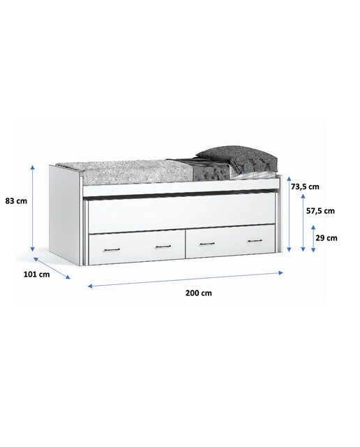 Cama com Gavetão Oculto e 2 Gavetas Noel Pedra - Giz-2