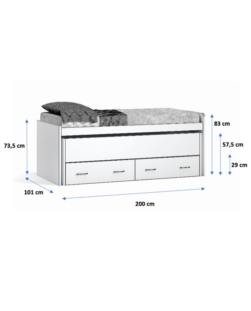 Cama com Gavetão Oculto com 2 Gavetas Noel Pedra - Giz-3