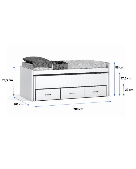 Cama com Gavetão Oculto com 3 Gavetas Noel Pedra - Giz-2