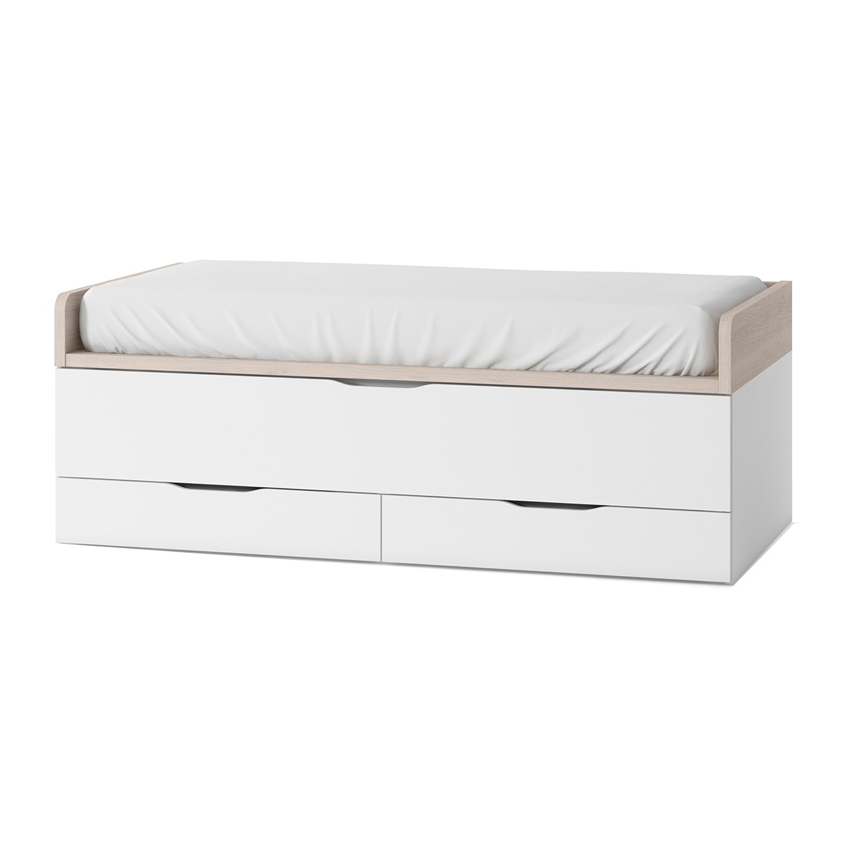 Cama nido con 2 cajones con rebaje y costados bajos Mio El Corte Inglés - Blanco / Arena Blanco / Arena-1