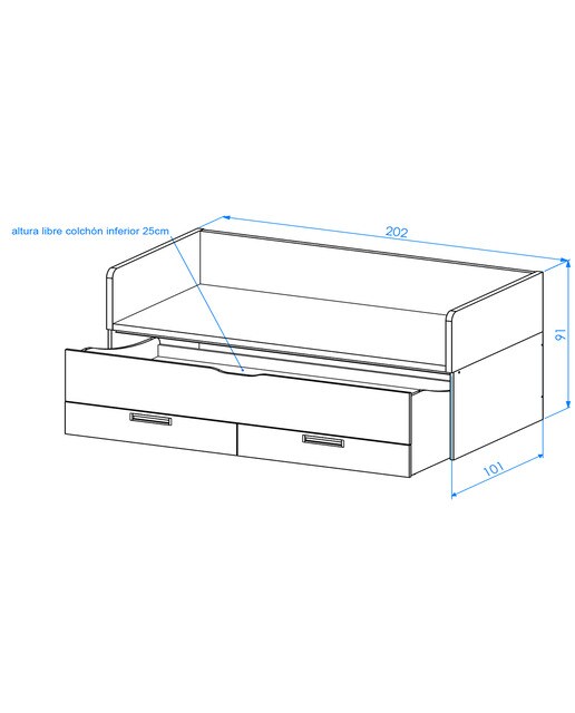 Cama com Gavetão e 2 Gavetas e Encosto Alto Mio Branco / Canela-2