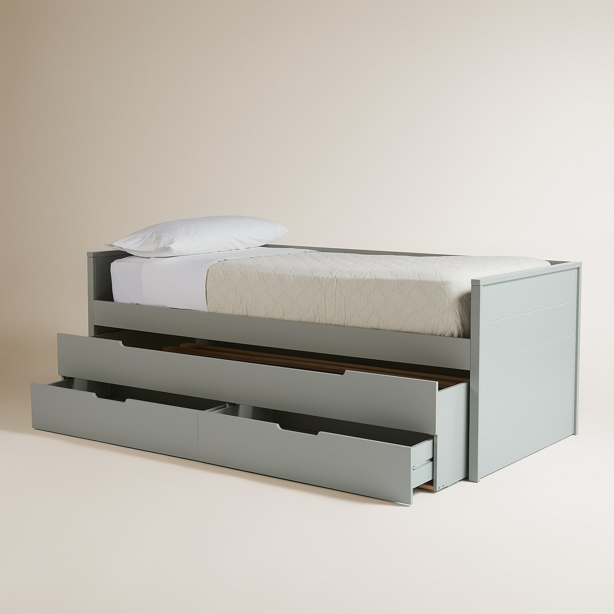 Cama Compacta com Gavetão e 2 Gavetas Verde-3