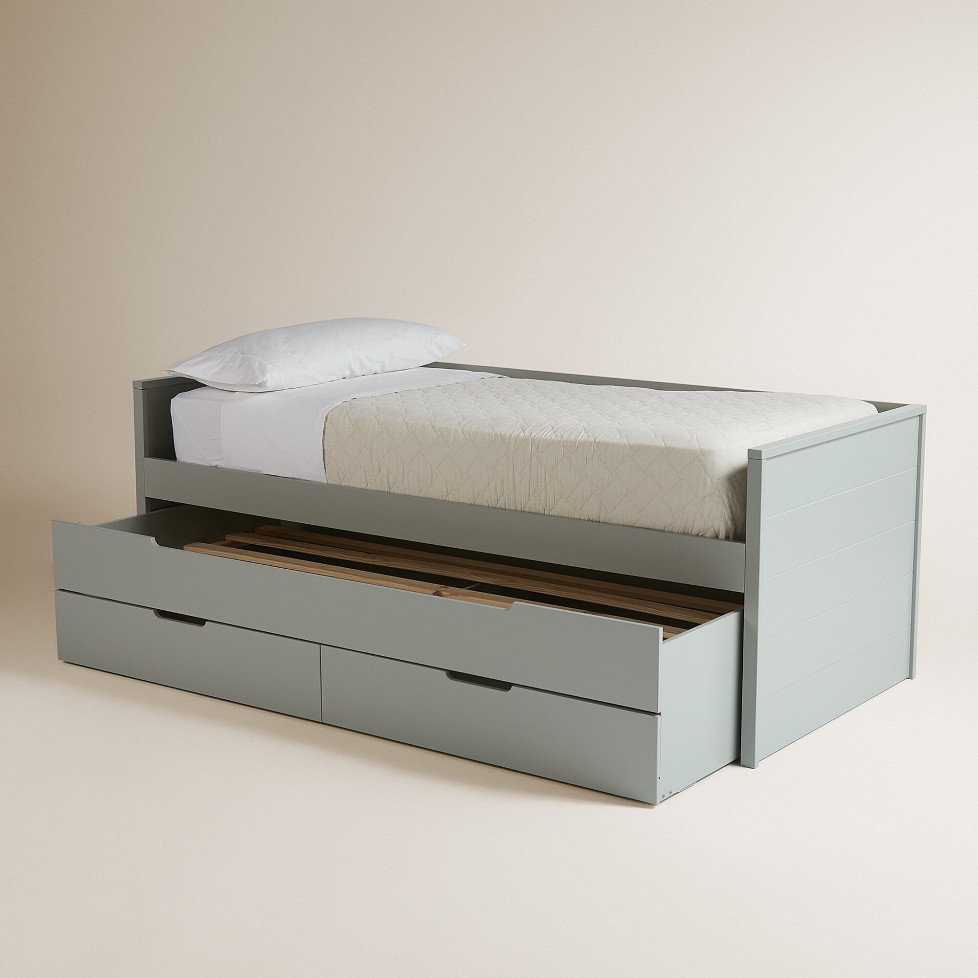 Cama Compacta com Gavetão e 2 Gavetas Verde-5