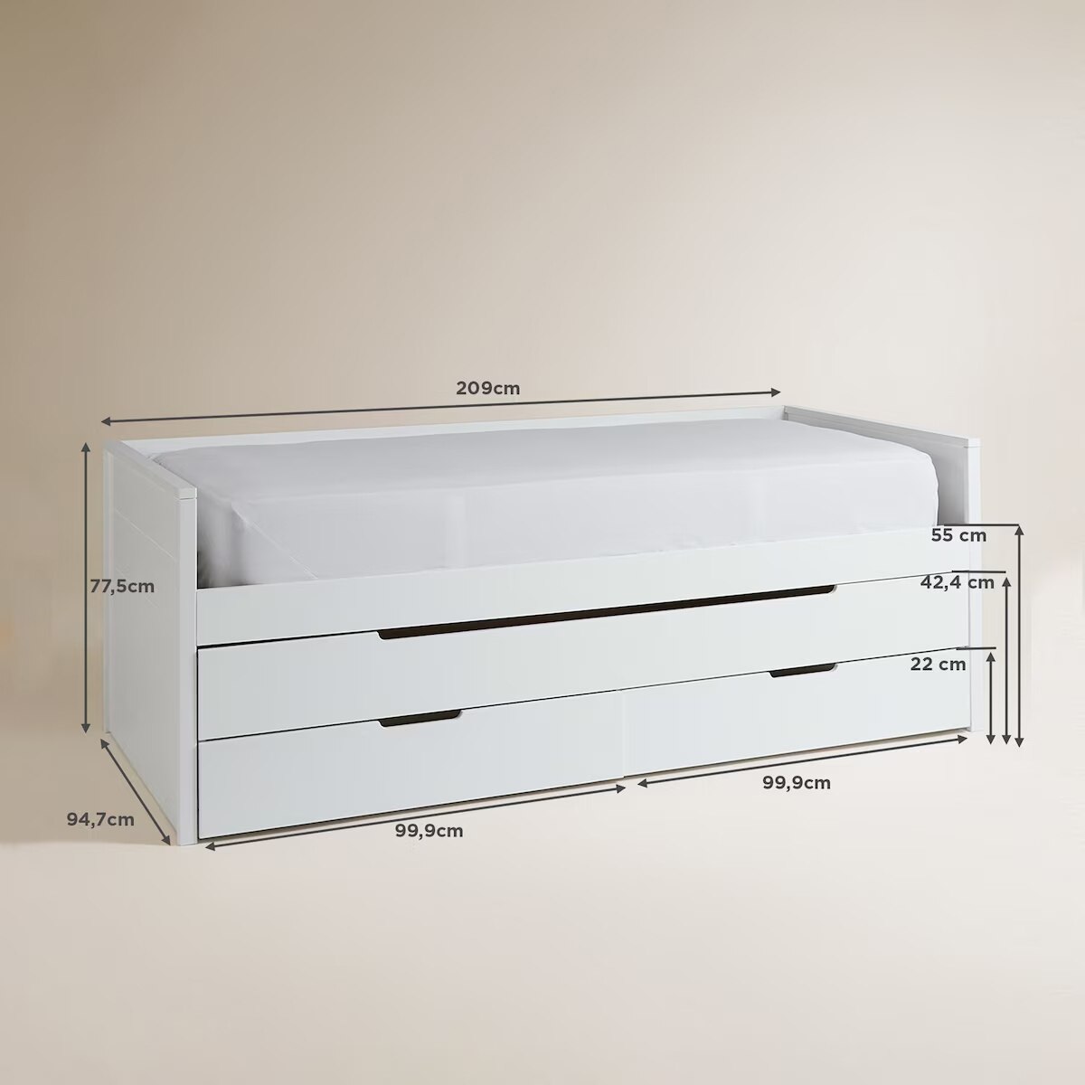 Cama Compacta com Gavetão e 2 Gavetas Verde-8