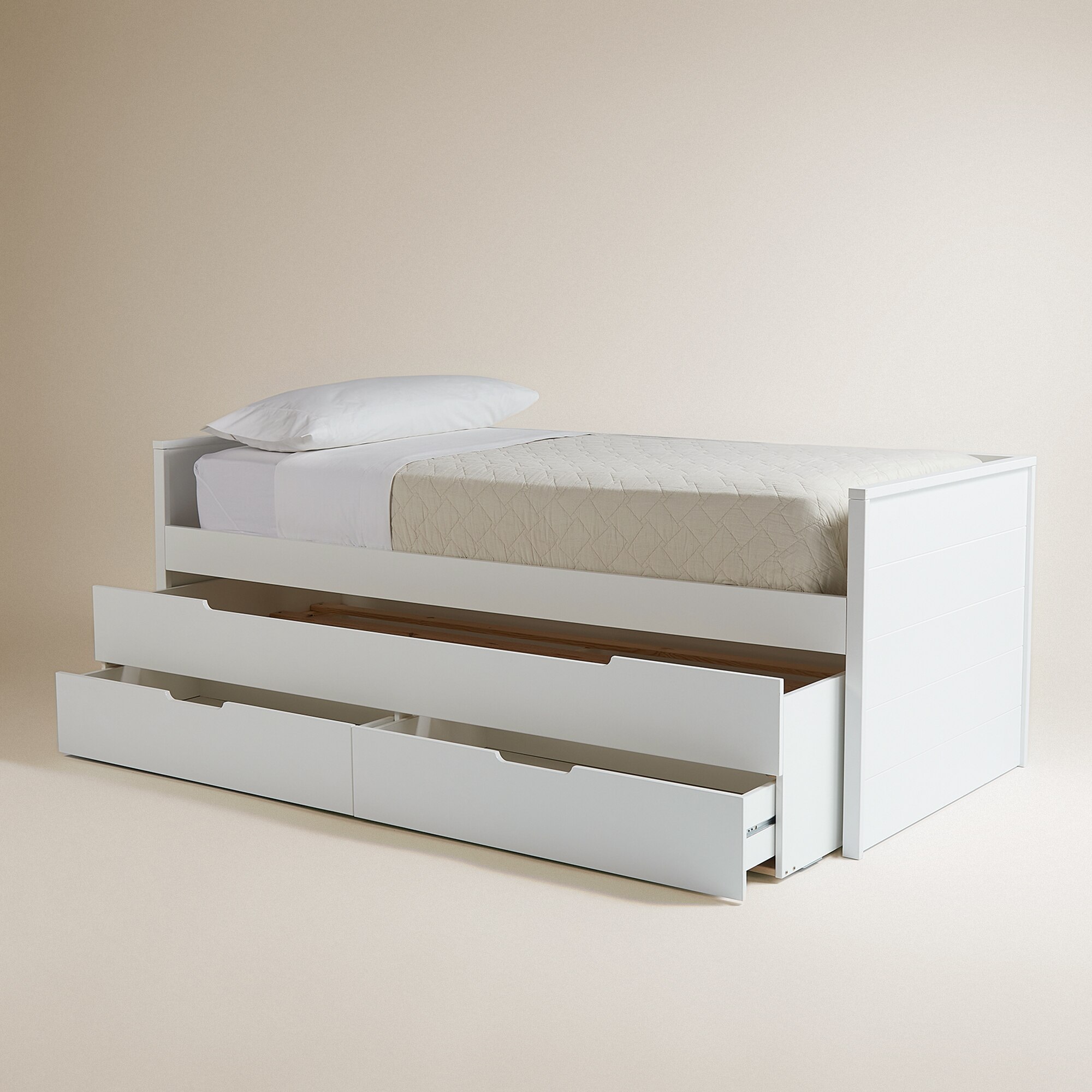 Cama Compacta com Gavetão e 2 Gavetas Branco-3