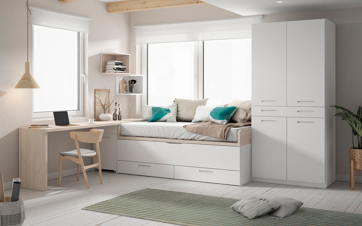 Imagem 0 de Quarto Juvenil 2 Camas com 2 Gavetas e Armário com 4 Portas Mio