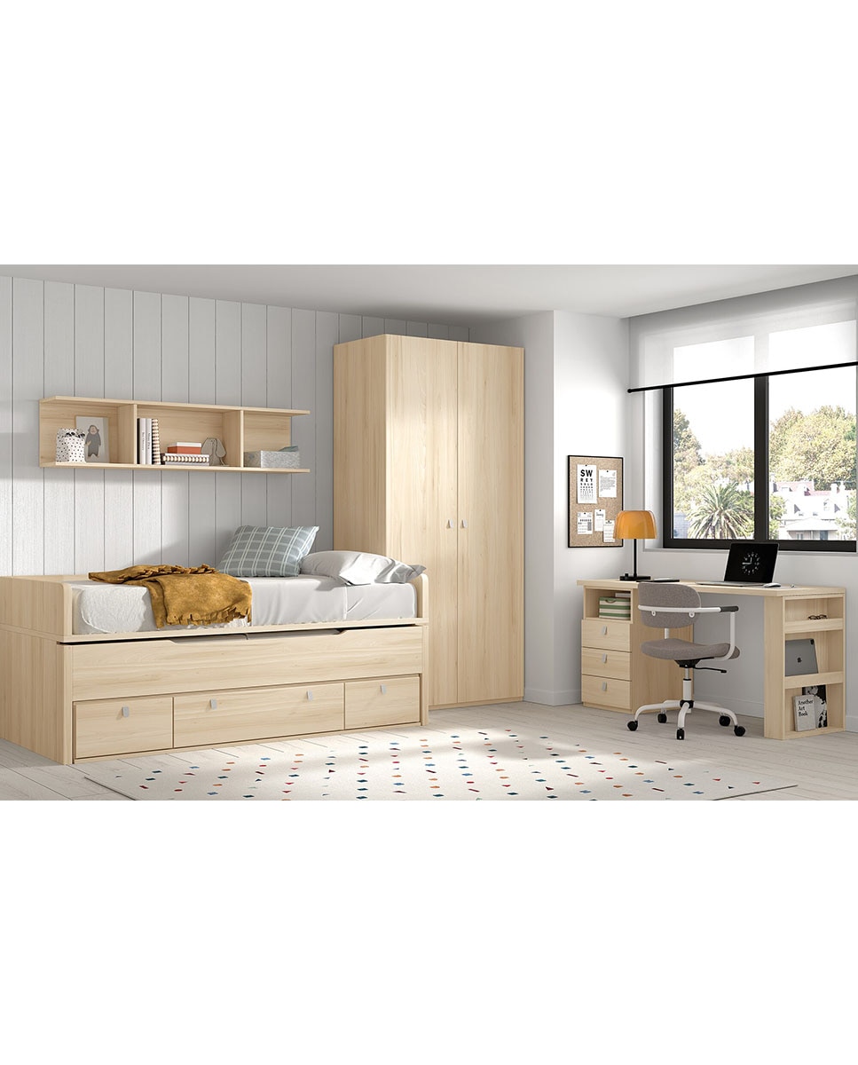 Quarto Juvenil 2 Camas com Encostos Baixos Robin - Bétula 1
