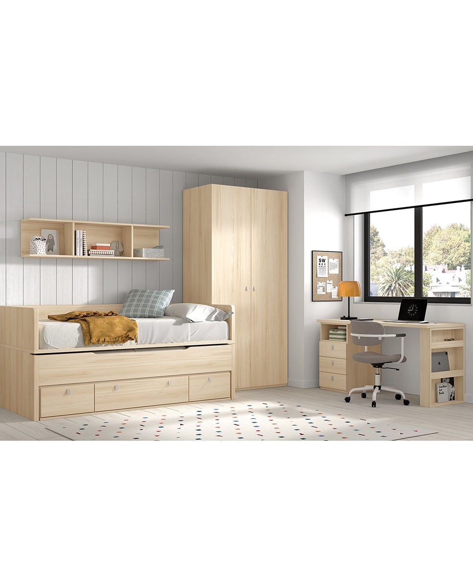 Quarto Juvenil 2 Camas com Encostos Altos Robin - Bétula 1