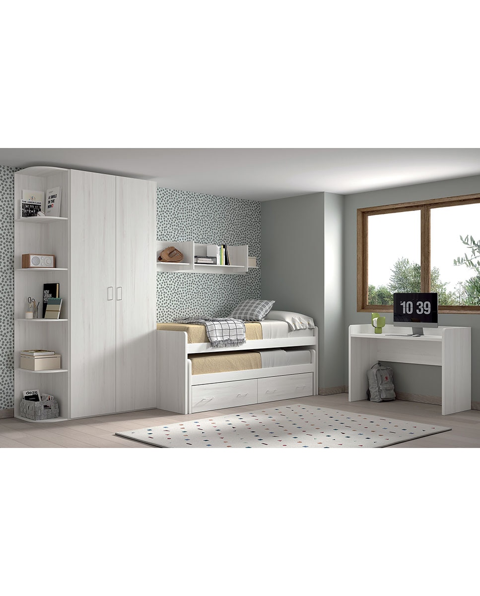 Imagem 0 de Quarto Juvenil Cama com Gavetão e 2 Gavetas Noel - Pedra-Giz