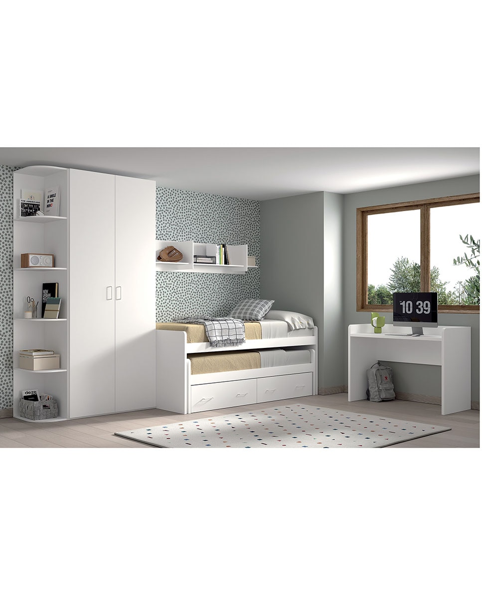 Imagem 0 de Quarto Juvenil com Cama de Gavetão e 2 Gavetas Noel - Branco