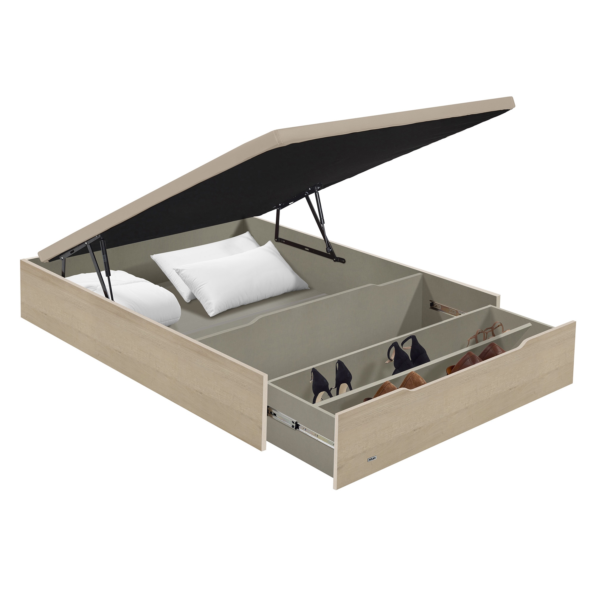 Imagen 1 de Canapé abatible con zapatero 25 Flex - Natural Cama 90 x 190 cm Natural
