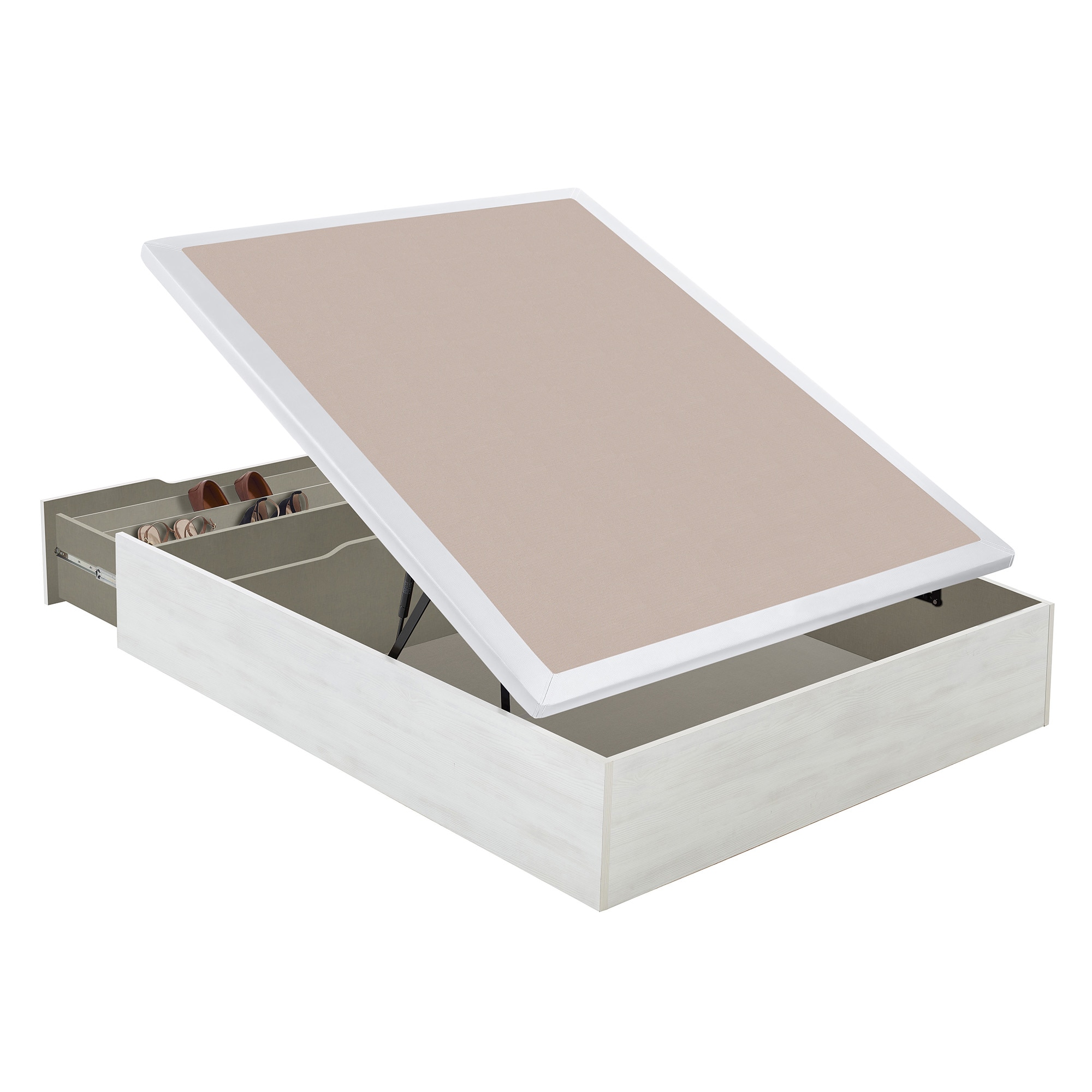 Canapé abatible con zapatero 25 Flex - Blanco veteado Cama 90 x 190 cm Blanco veteado-2