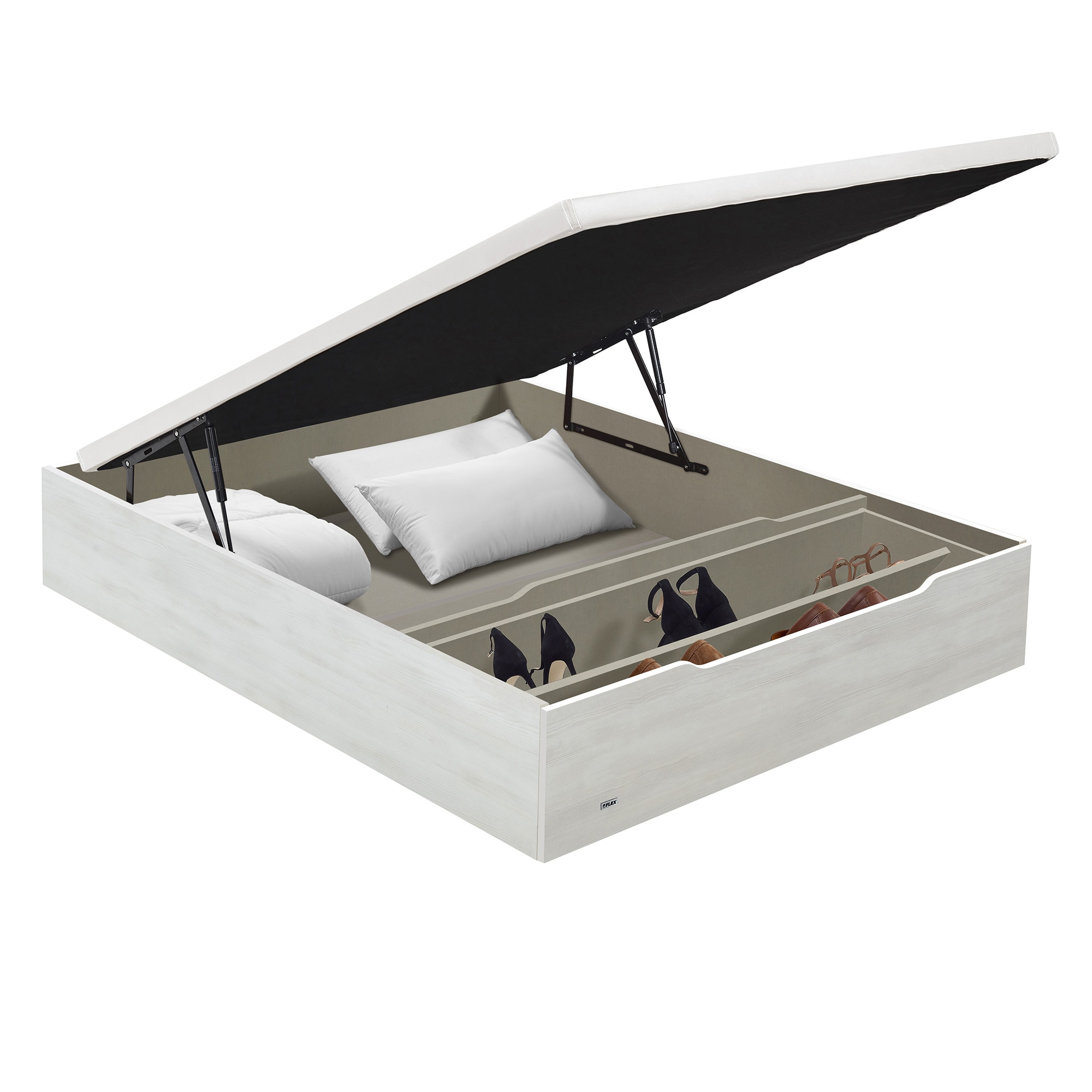 Canapé abatible con zapatero 25 Flex - Blanco veteado Cama 90 x 190 cm Blanco veteado-6