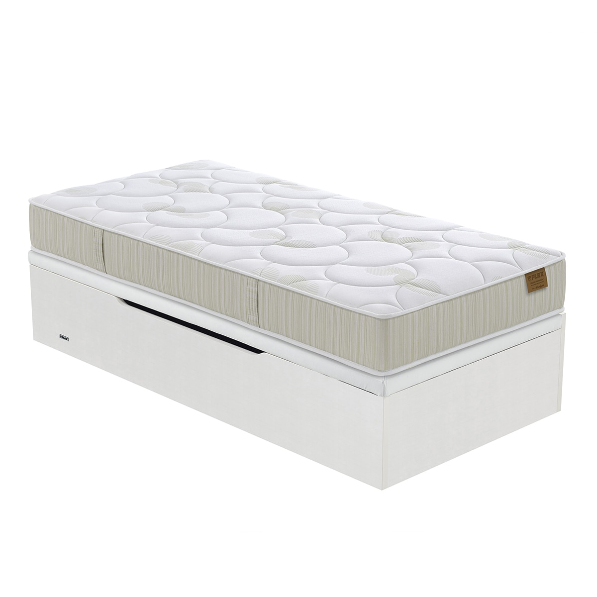 Conjunto colchón muelles continuos Chelsea + canapé apertura Lateral Flex - Blanco Cama 105 x 190 cm Blanco-2