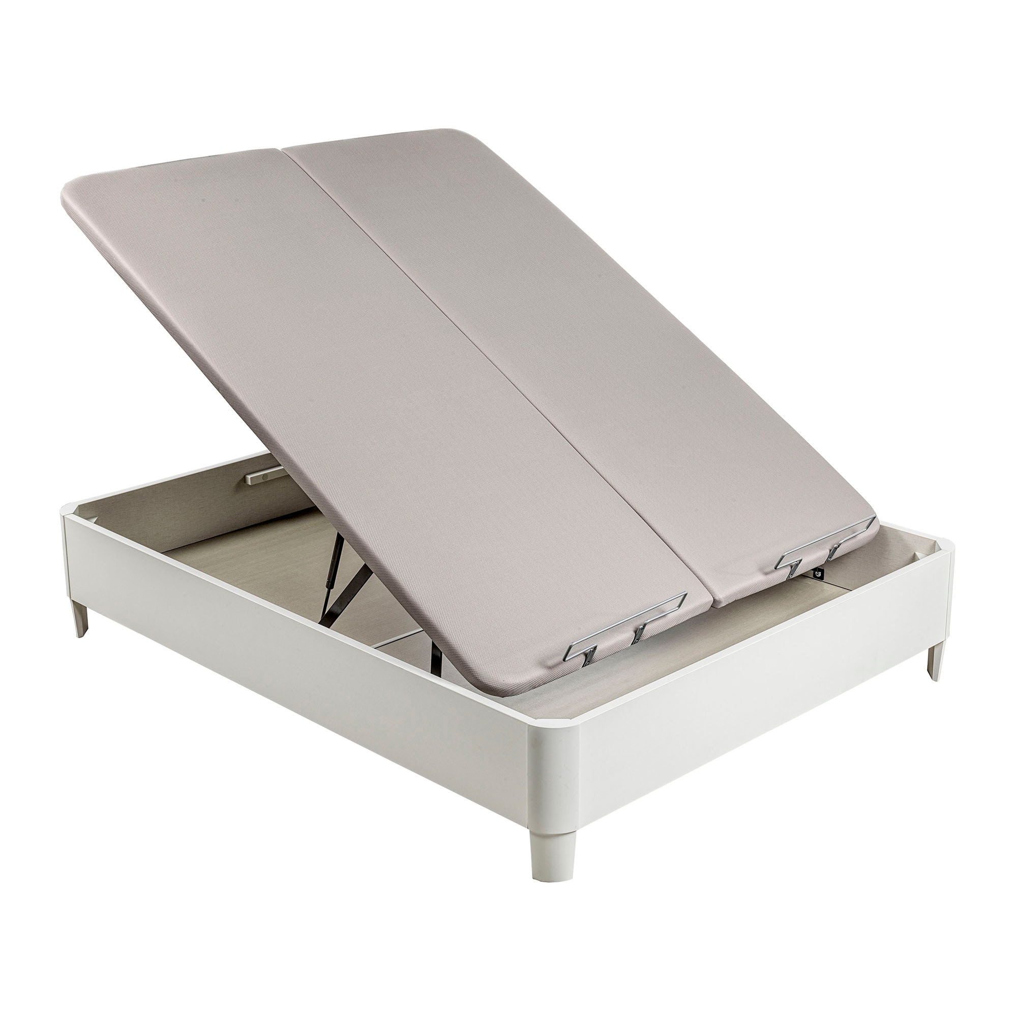 Canapé abatible de madera con 2 tapas y patas Design 2T Pikolin - Blanco Cama 150 x 200 cm Blanco-3
