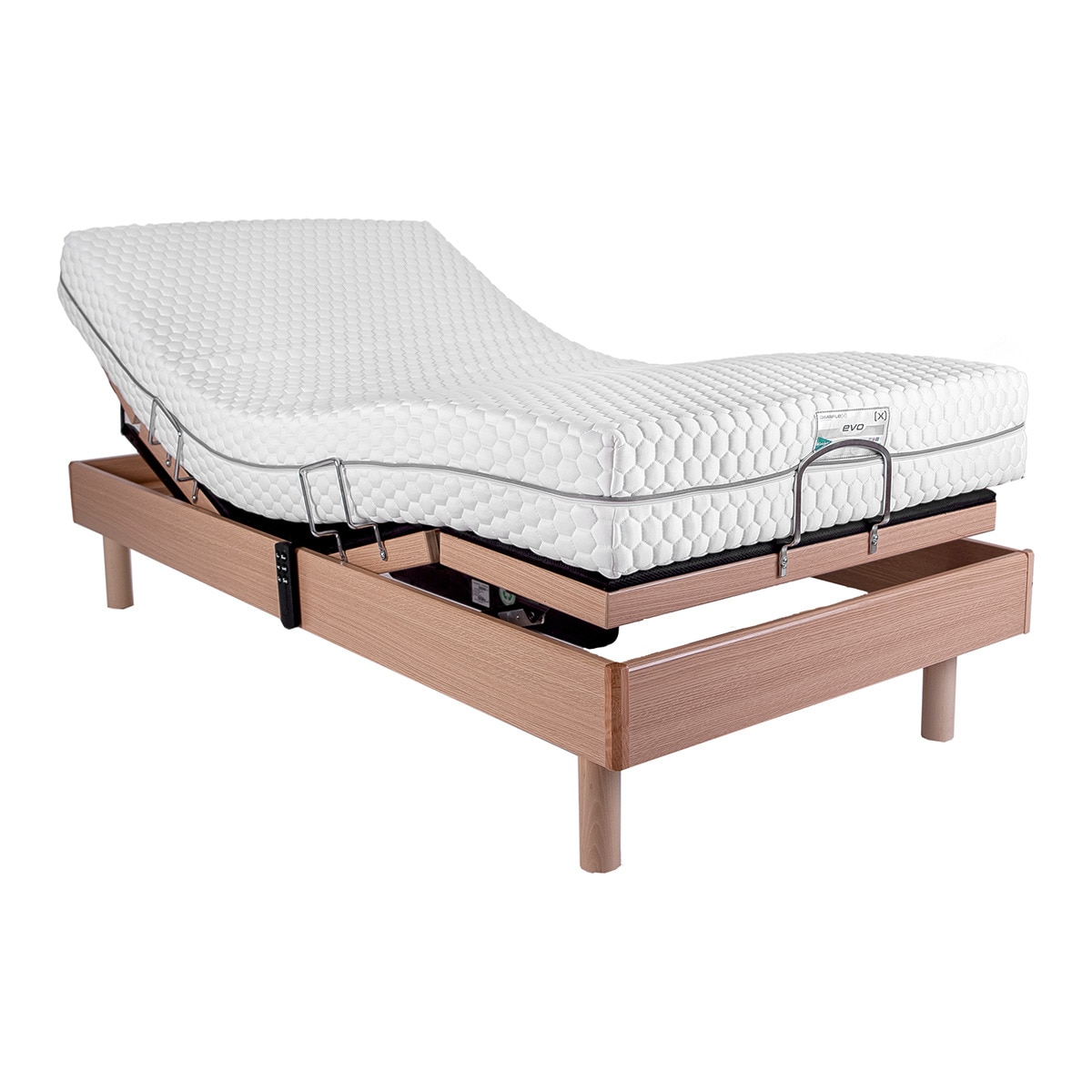 Conjunto colchón de viscoelástica y somier de madera EVO MOTOR 2 Dimaflex - Roble Cama 105 x 190 cm Roble-1