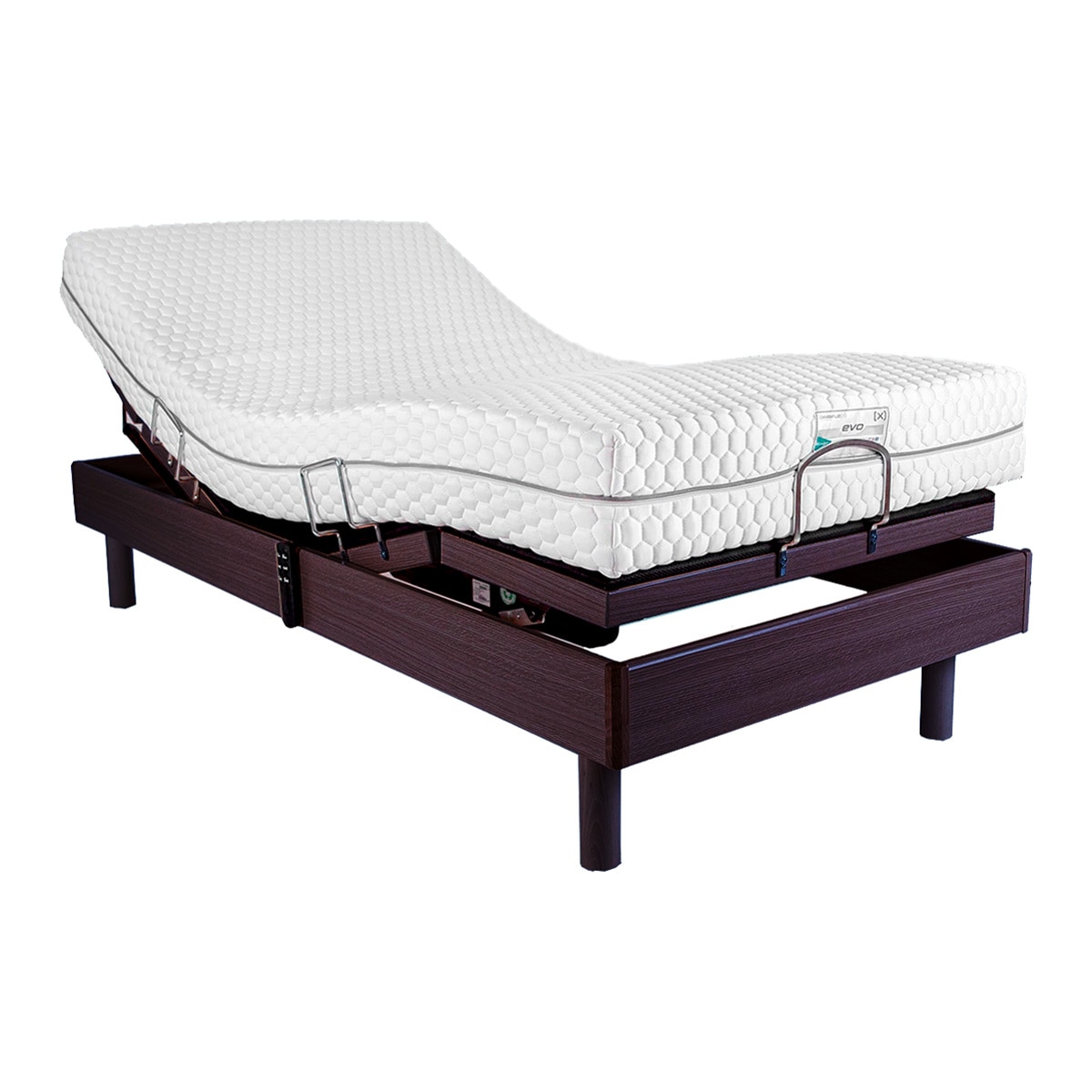 Conjunto colchón de viscoelástica y somier de madera EVO MOTOR 2 Dimaflex - Wengué Cama 105 x 190 cm Wengué-1