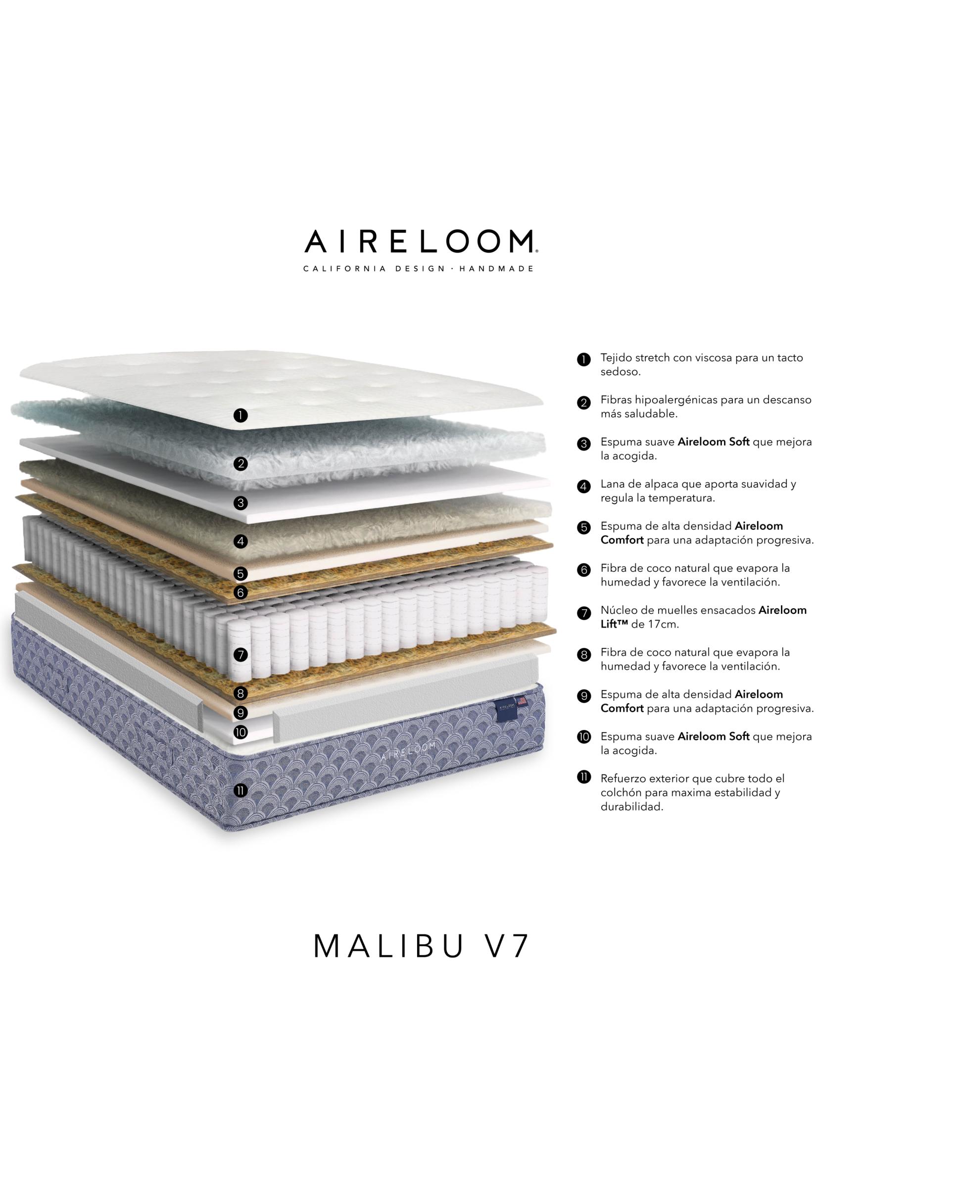 Colchón de muelles ensacados Malibú V7 de Aireloom - Blanco Cama 80 x 190 cm Blanco-5