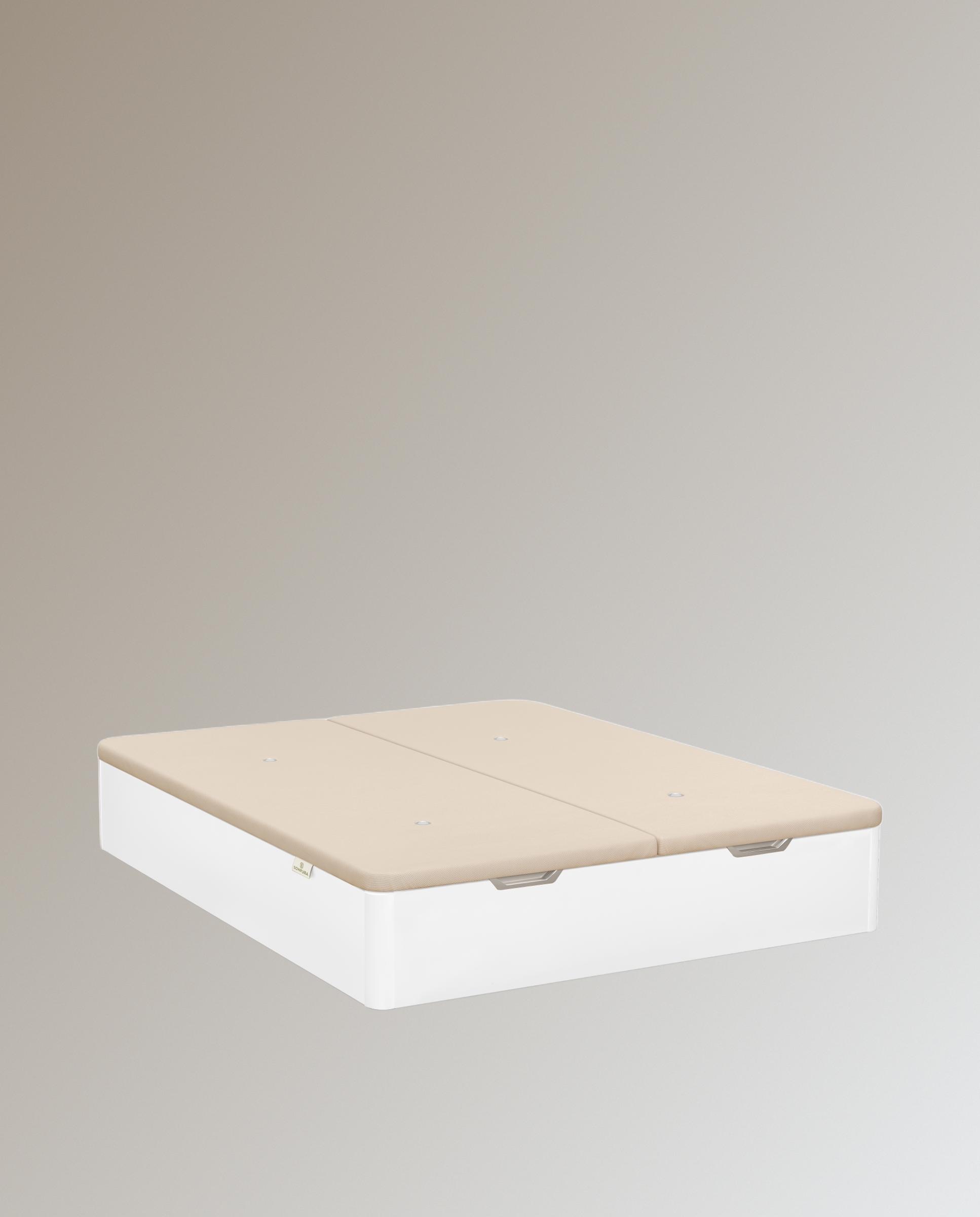 Canapé abatible de madera con 2 tapas Stela 3D Sonpura - Blanco Cama 135 x 190 cm Blanco-2