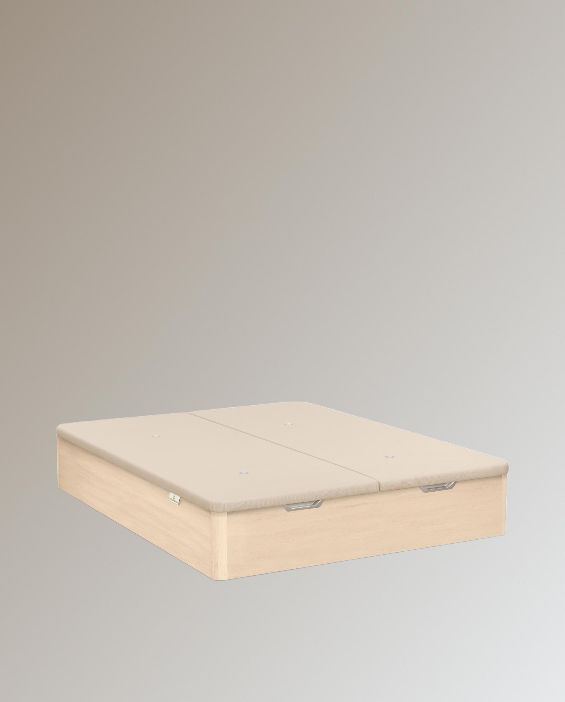 Canapé abatible de madera con 2 tapas Stela 3D Sonpura - Natural Cama 135 x 190 cm Natural-2