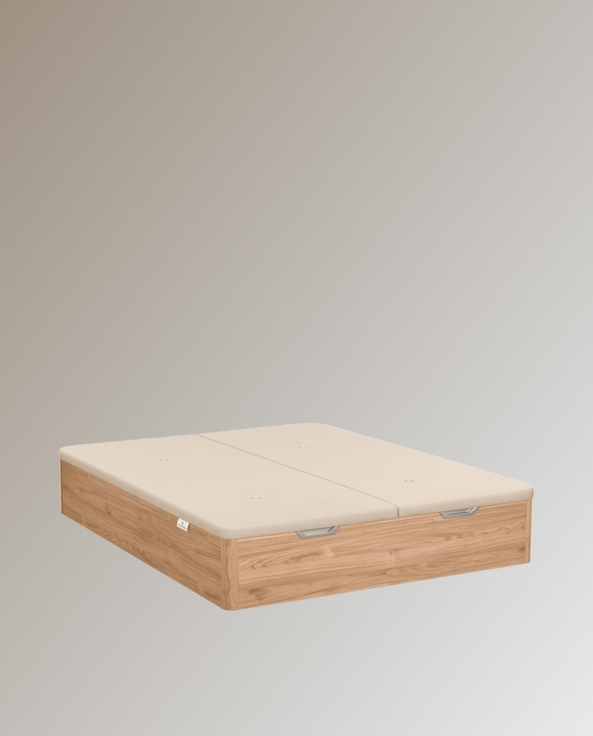 Canapé abatible de madera con 2 tapas Stela 3D Sonpura - Nogal Cama 135 x 190 cm Nogal-2
