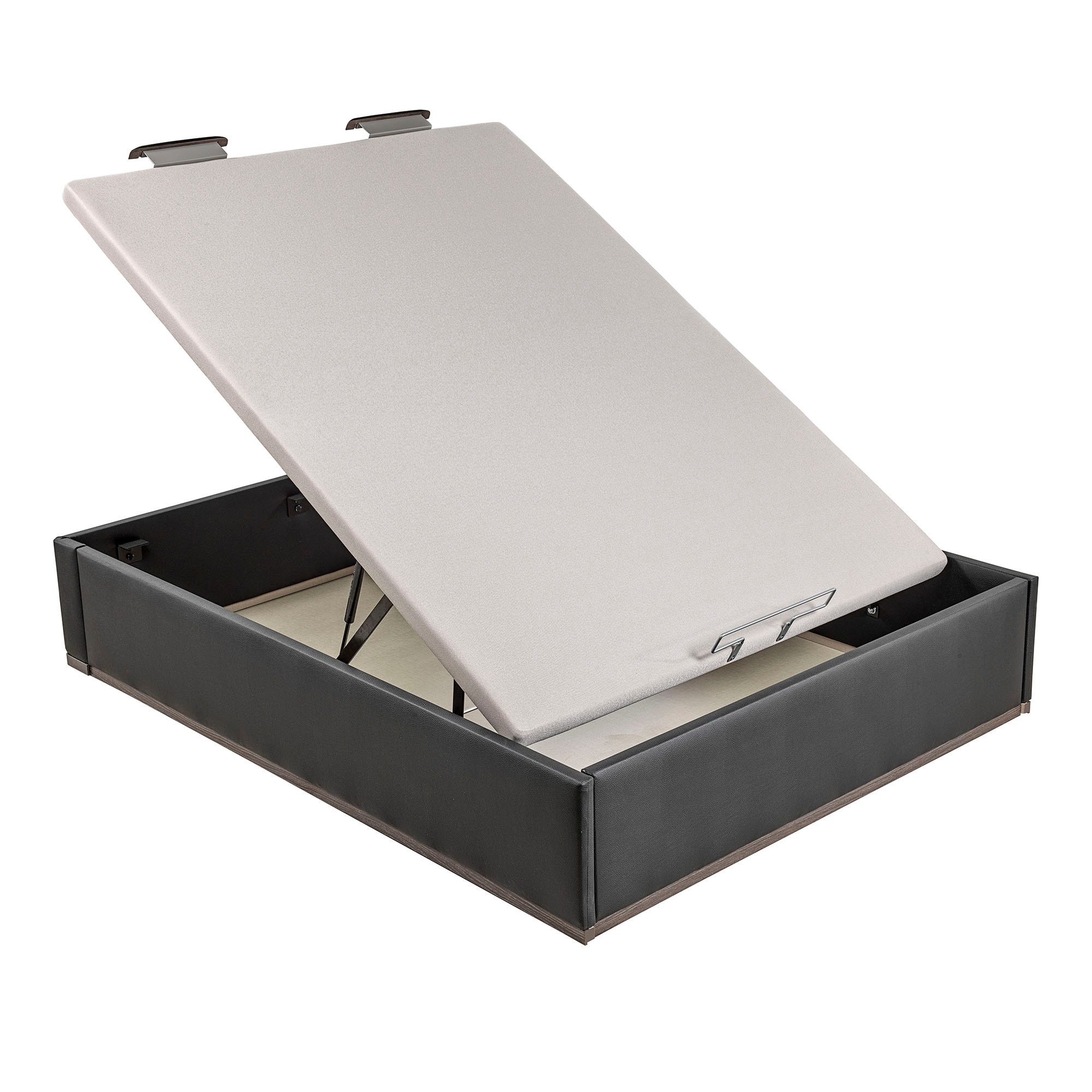 Canapé abatible en polipiel Box Dekor MDF Lattoflex - Negro Cama 90 x 190 cm Negro-2