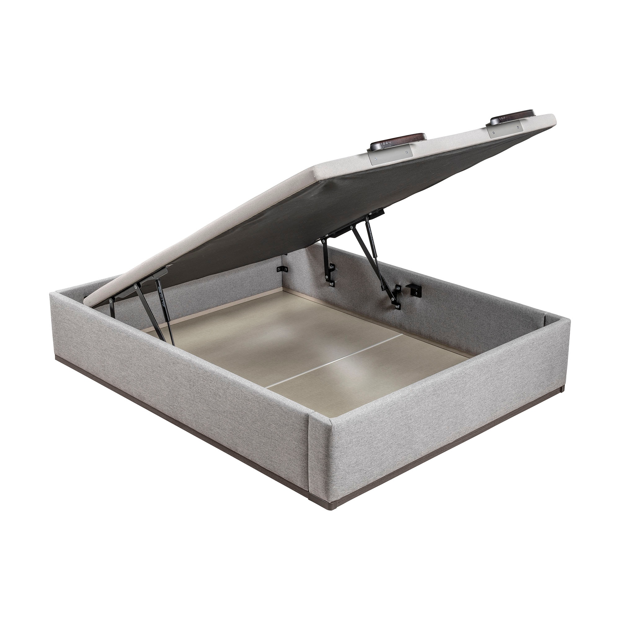 Canapé abatible en tela Box Dekor MDF Lattoflex - Gris oscuro Cama 90 x 190 cm Gris oscuro-1