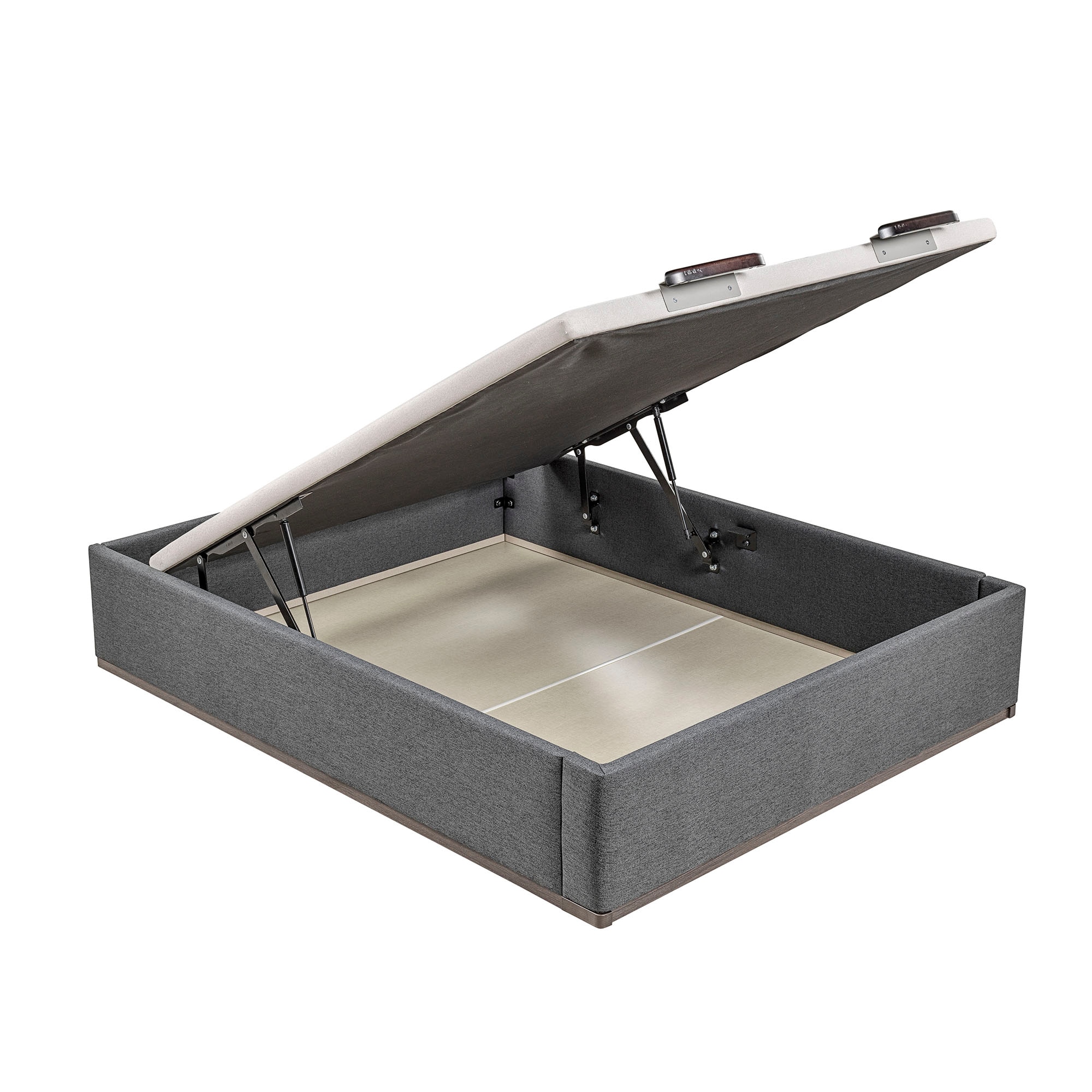 Canapé abatible en tela Box Dekor MDF Lattoflex - Antracita oscuro Cama 90 x 190 cm Antracita oscuro-1