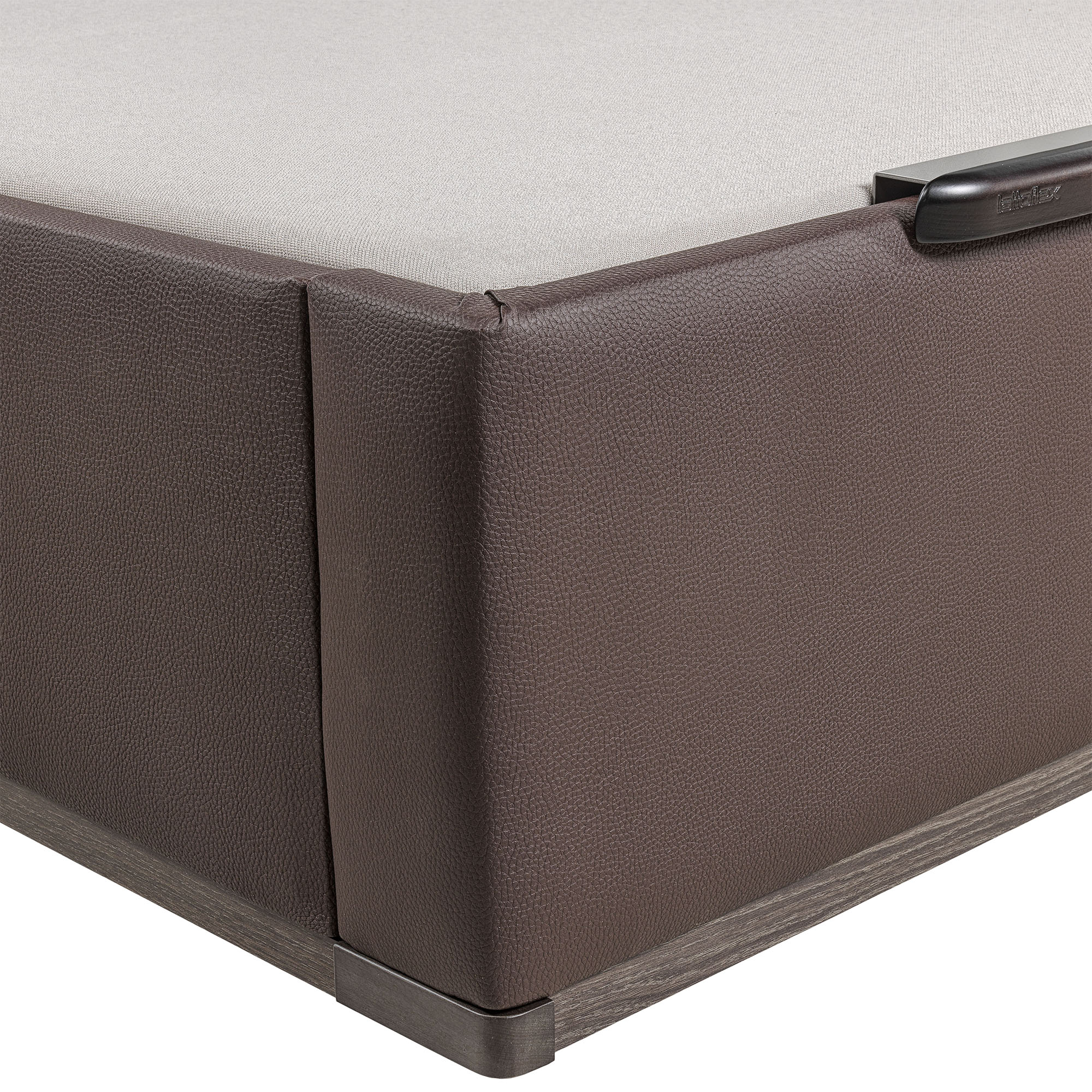 Canapé abatible en polipiel Box Dekor MDF Lattoflex - Wengué Cama 90 x 190 cm Wengué-4