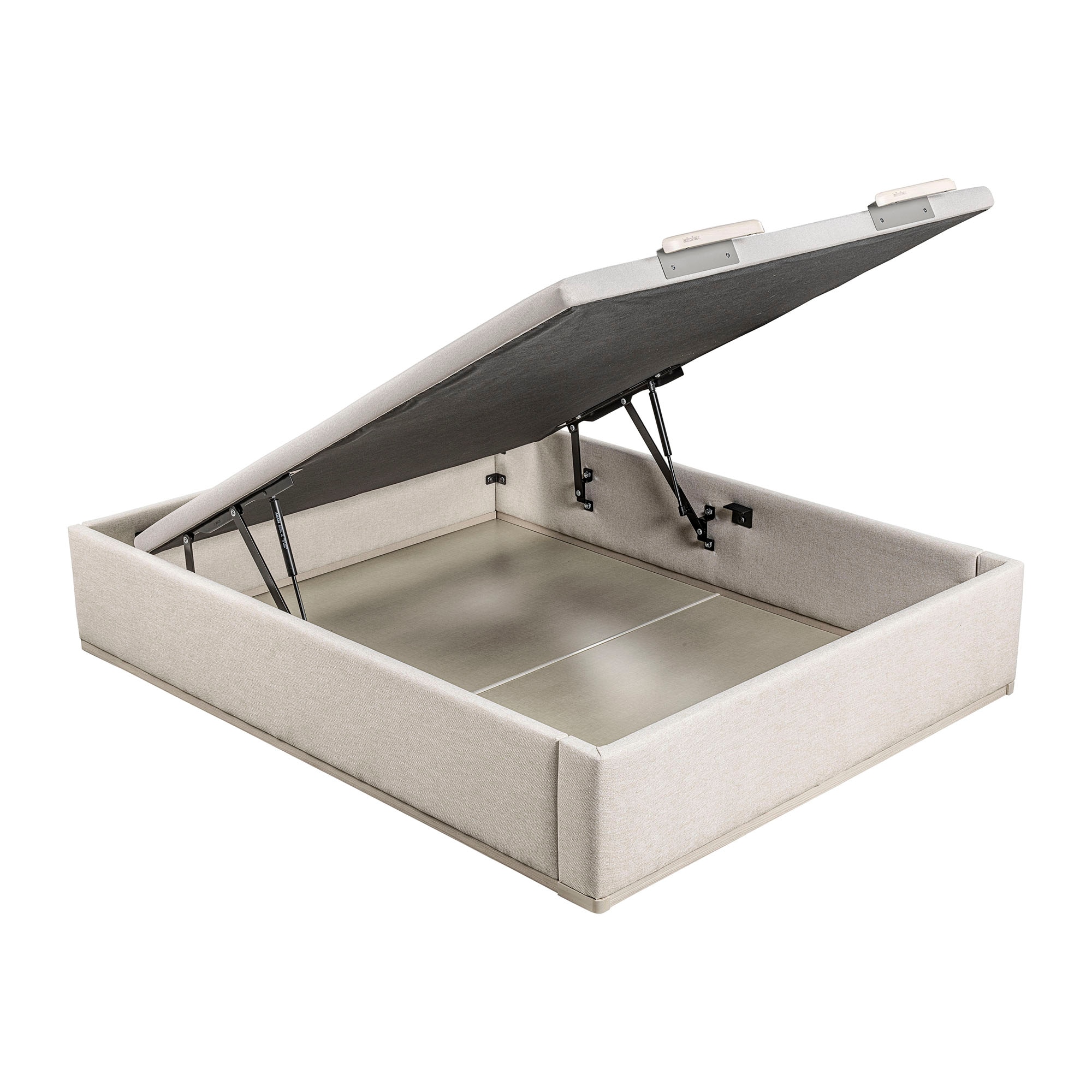Canapé abatible en tela Box Dekor MDF Lattoflex - Arena claro Cama 90 x 190 cm Arena claro-1