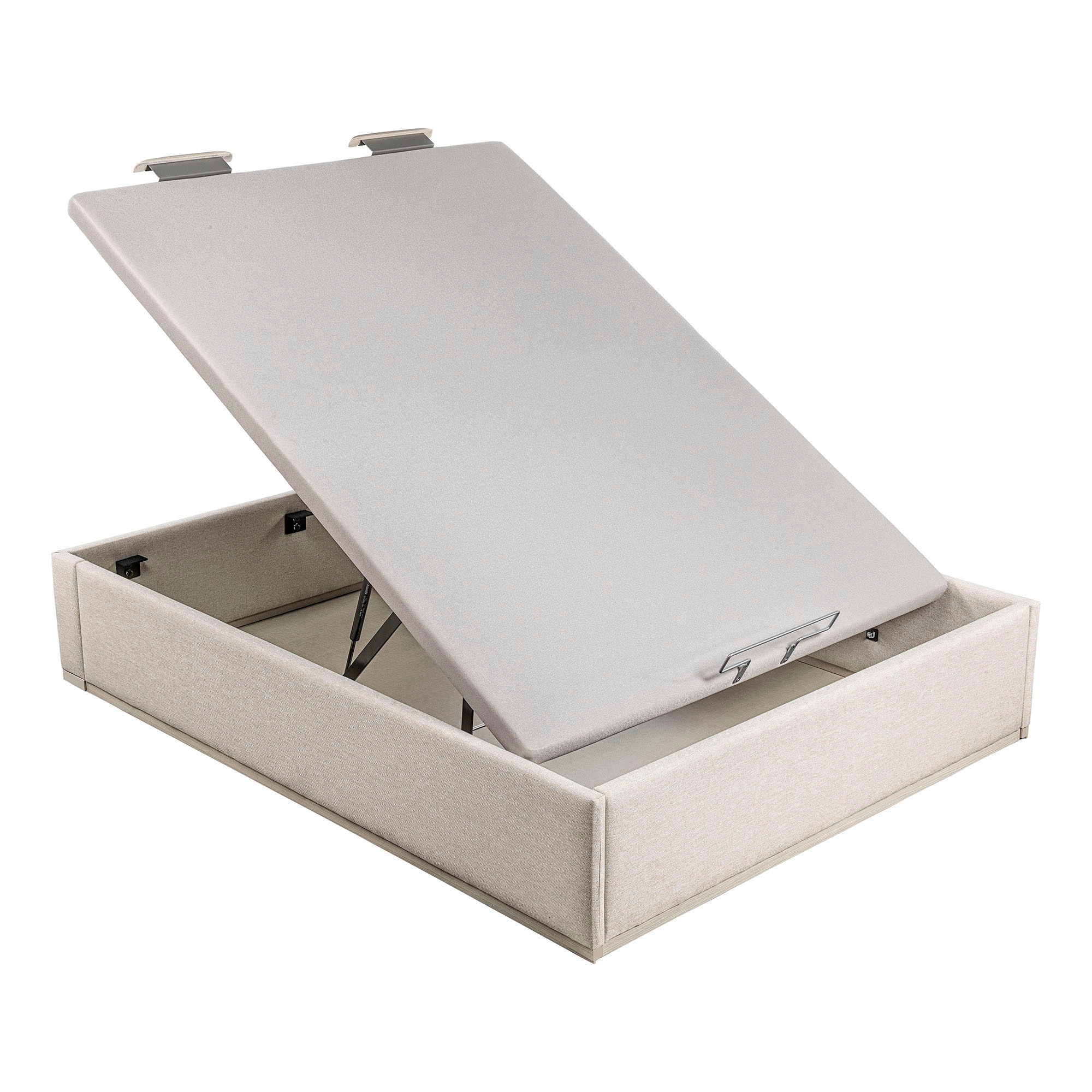 Canapé abatible en tela Box Dekor MDF Lattoflex - Arena claro Cama 90 x 190 cm Arena claro-2