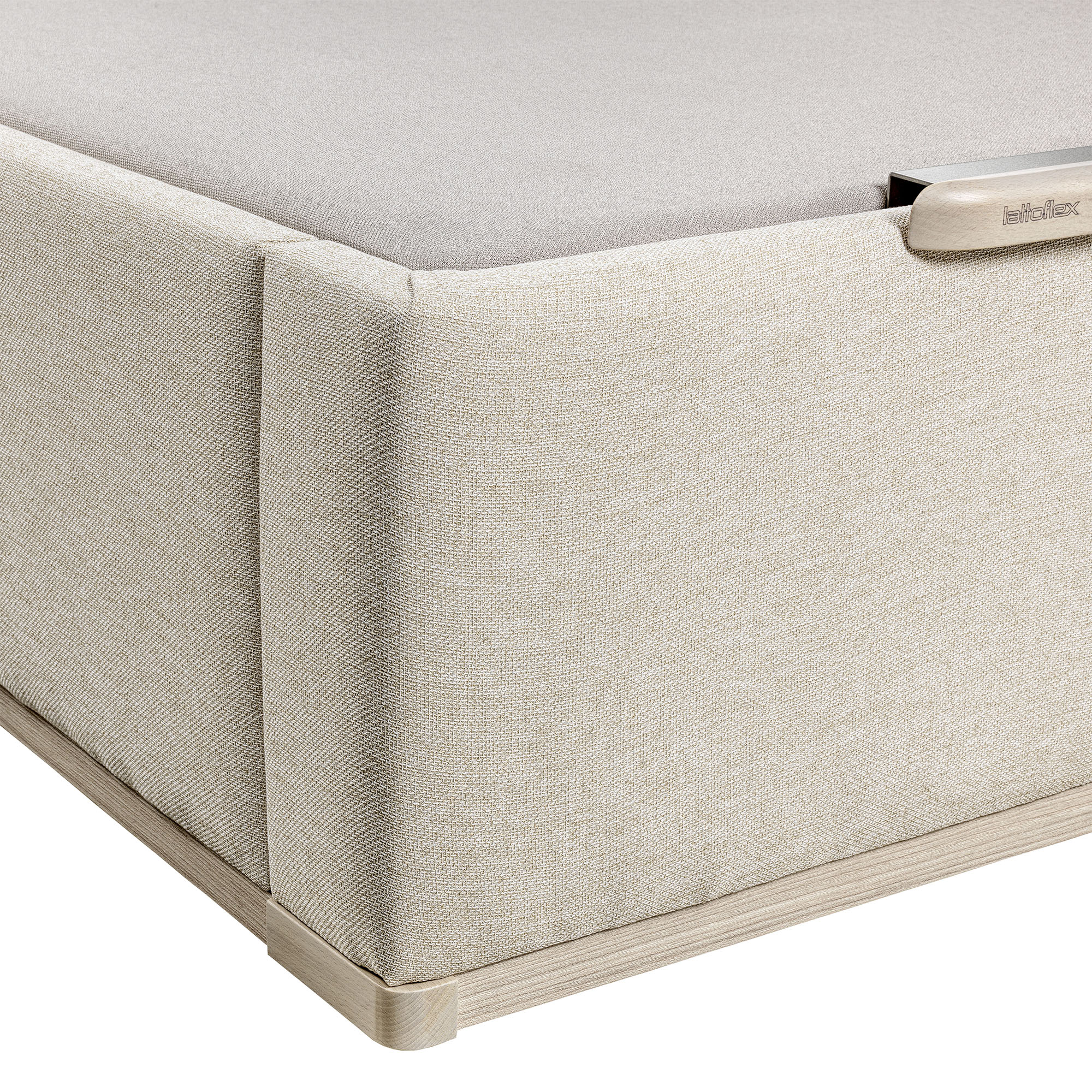 Canapé abatible en tela Box Dekor MDF Lattoflex - Arena claro Cama 90 x 190 cm Arena claro-4