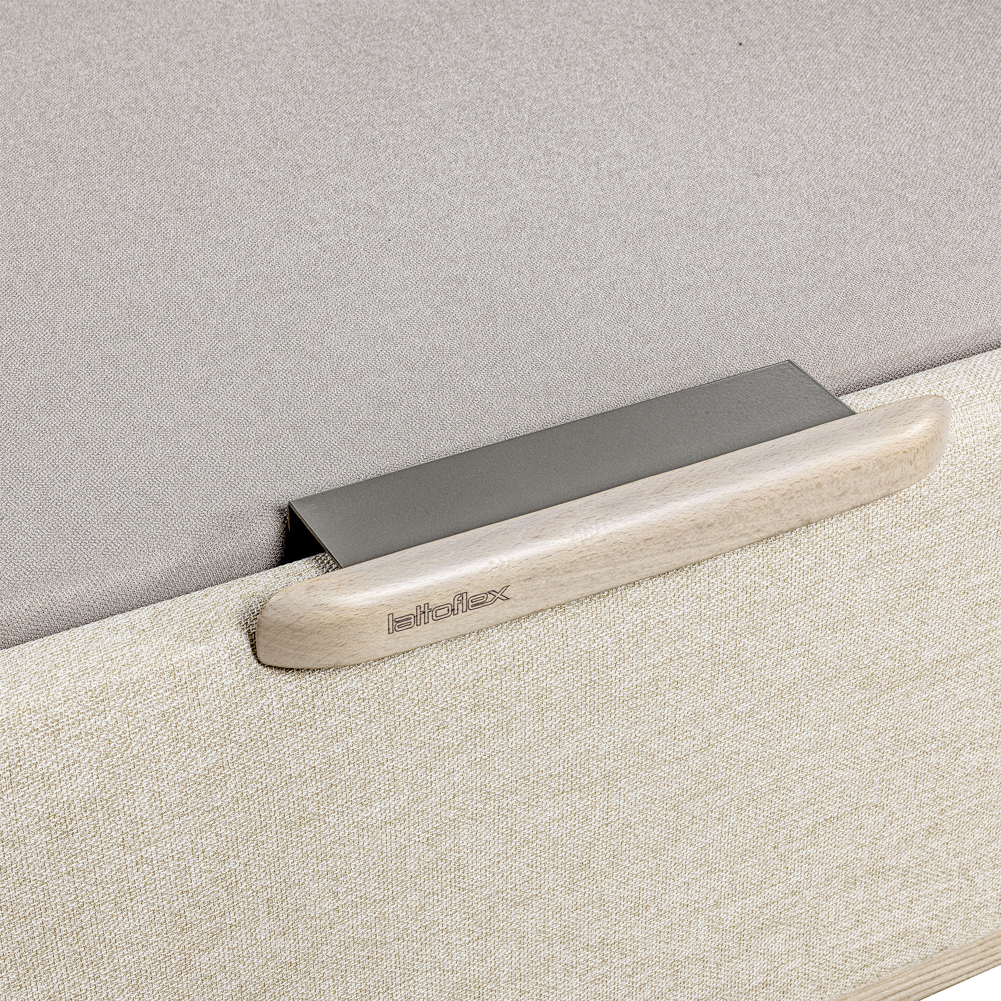 Canapé abatible en tela Box Dekor MDF Lattoflex - Arena claro Cama 90 x 190 cm Arena claro-5
