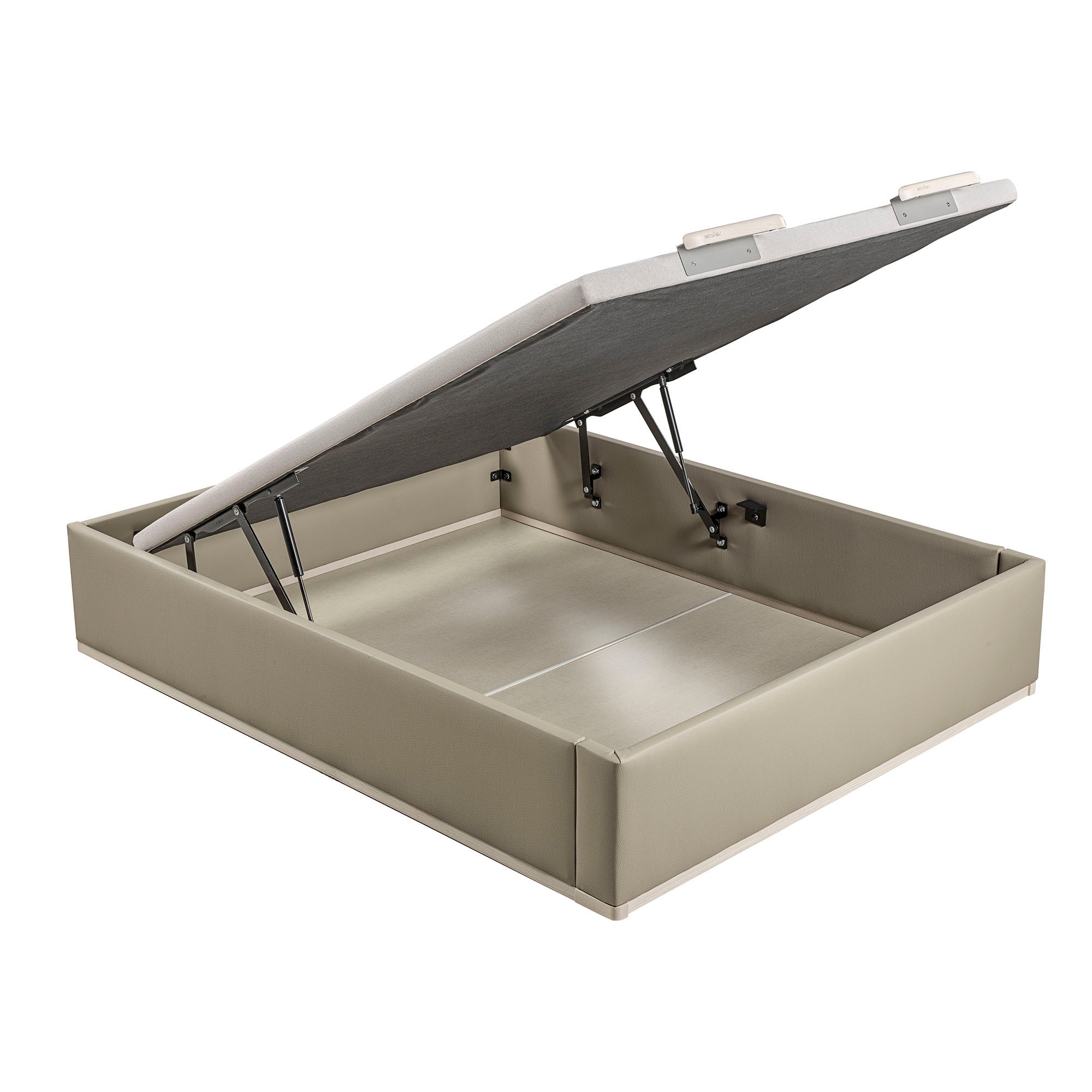 Canapé abatible en polipiel Box Dekor MDF Lattoflex - Visón claro Cama 90 x 190 cm Visón claro-1