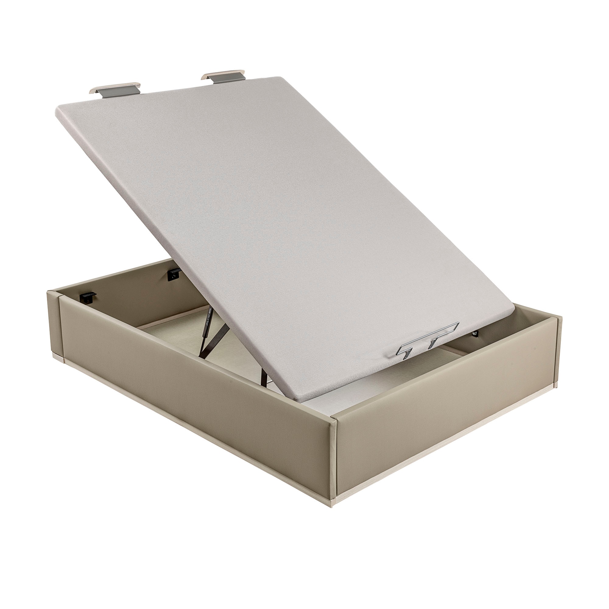Canapé abatible en polipiel Box Dekor MDF Lattoflex - Visón claro Cama 90 x 190 cm Visón claro-2