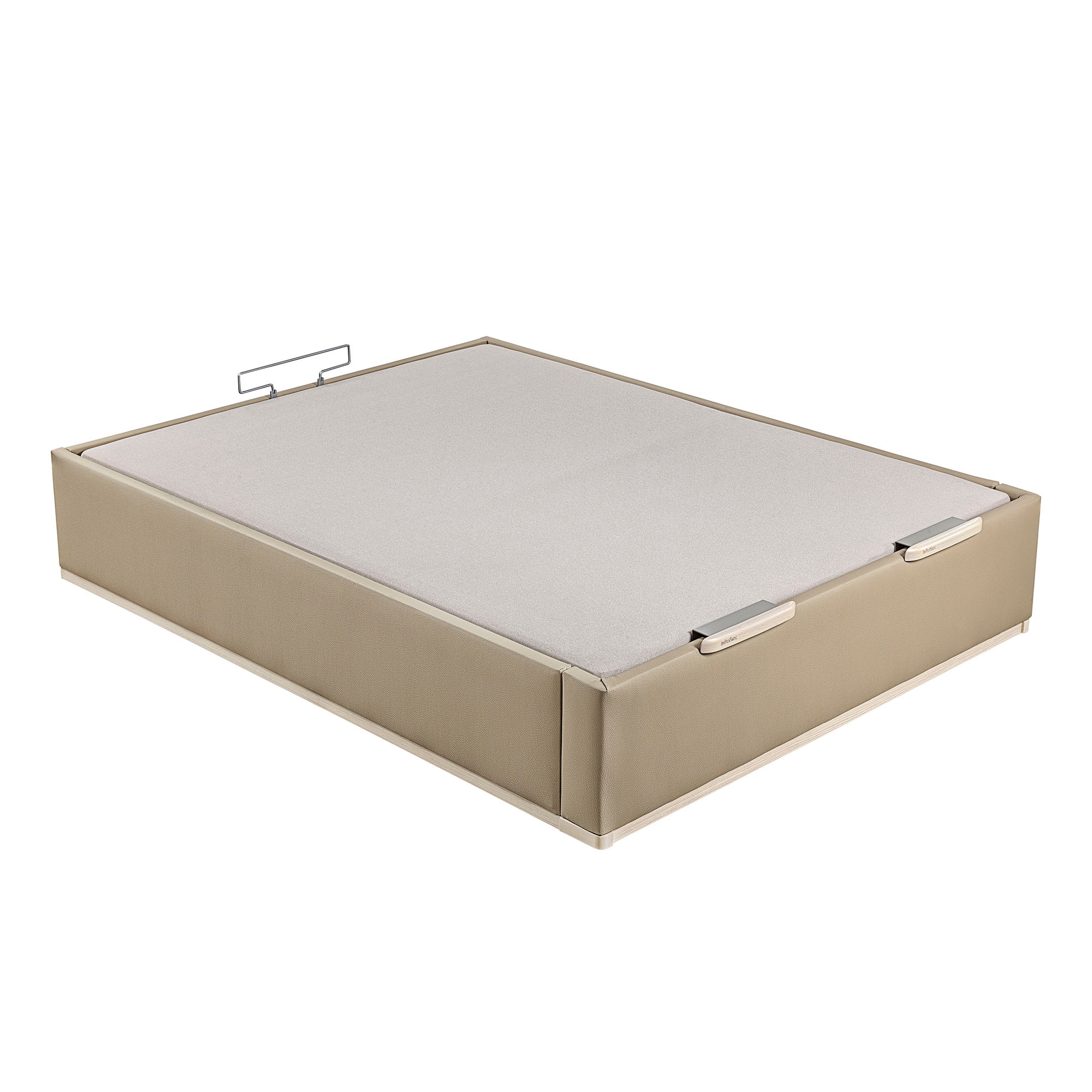 Canapé abatible en polipiel Box Dekor MDF Lattoflex - Visón claro Cama 90 x 190 cm Visón claro-3