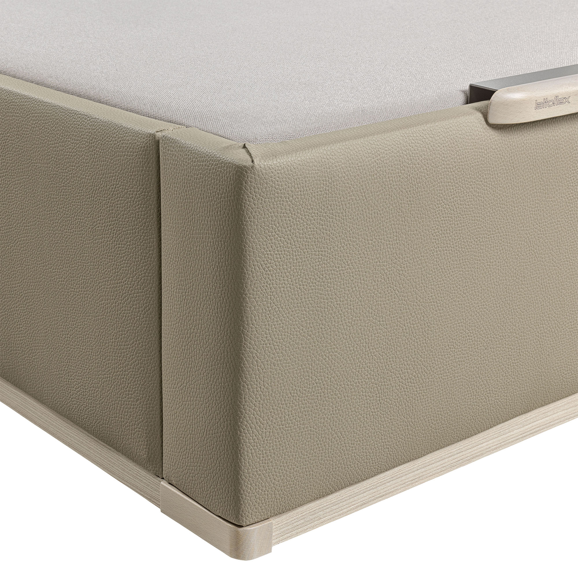 Canapé abatible en polipiel Box Dekor MDF Lattoflex - Visón claro Cama 90 x 190 cm Visón claro-4