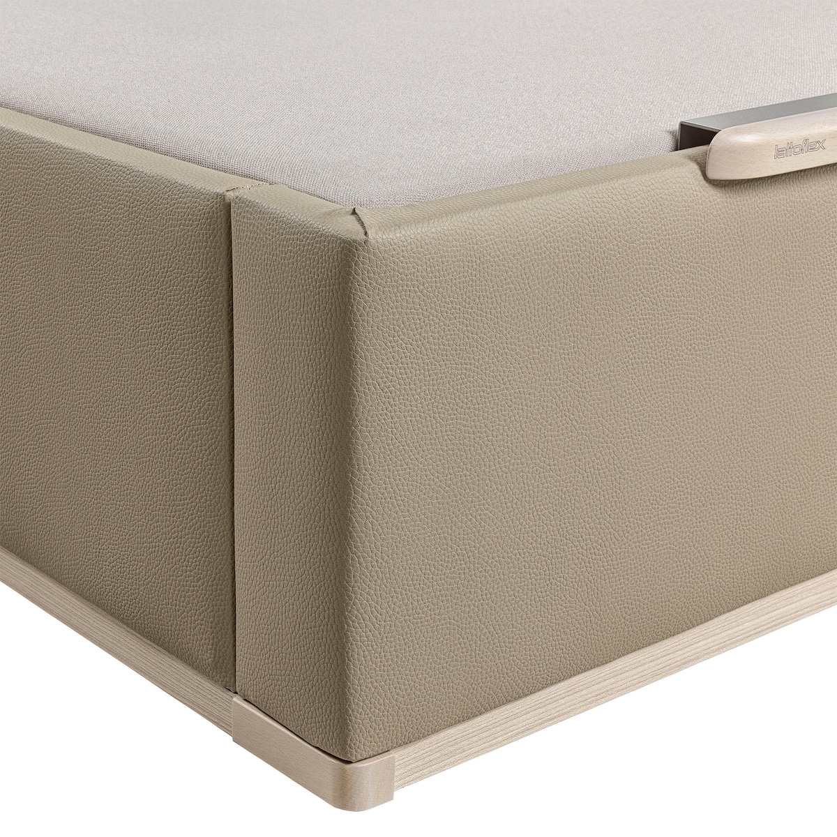Canapé abatible en polipiel Box Dekor MDF Lattoflex Visón claro-4