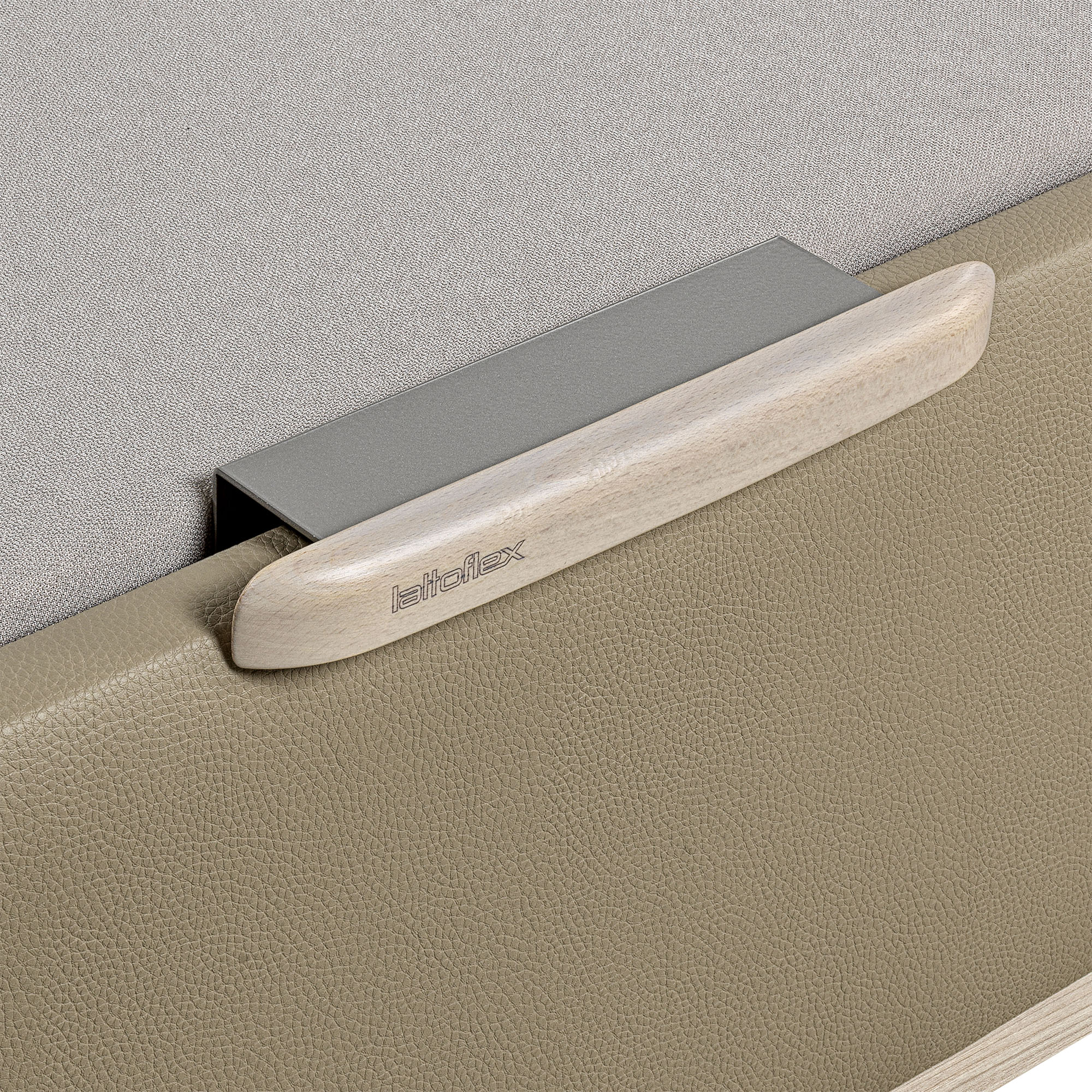 Canapé abatible en polipiel Box Dekor MDF Lattoflex - Visón claro Cama 90 x 190 cm Visón claro-5