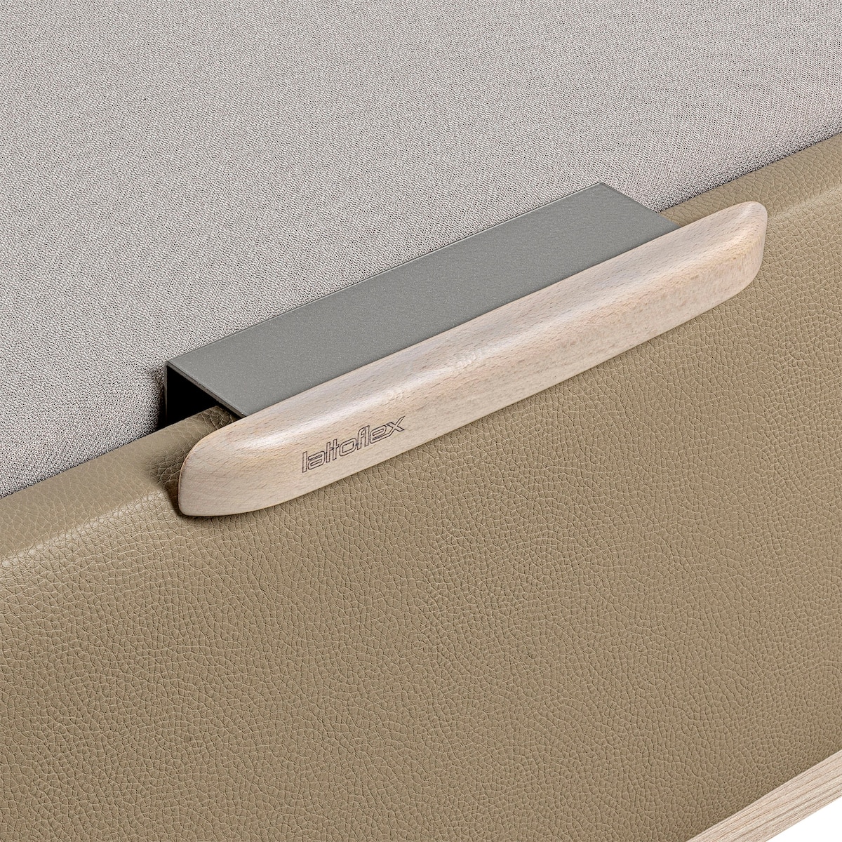 Canapé abatible en polipiel Box Dekor MDF Lattoflex Visón claro-5