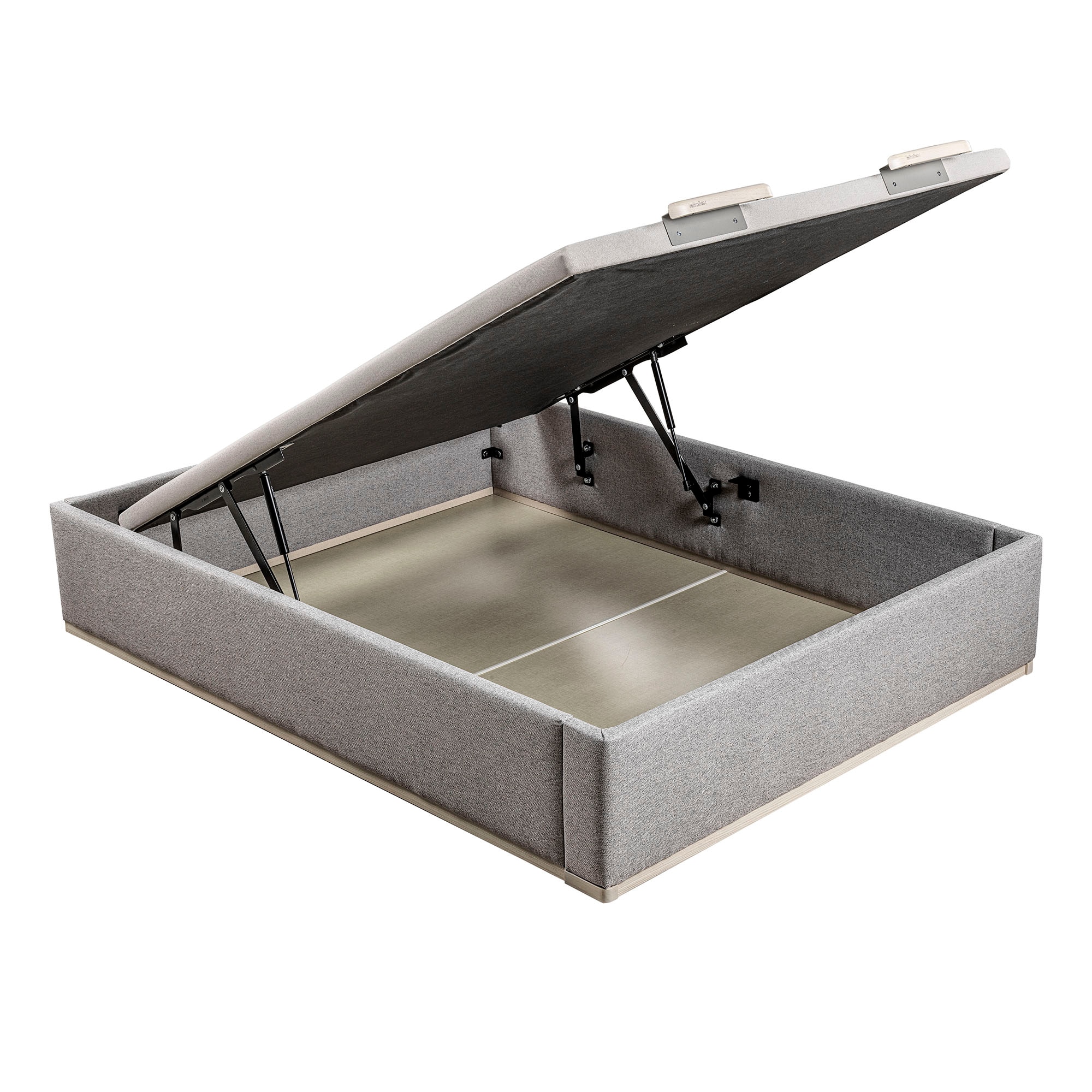 Canapé abatible en tela Box Dekor MDF Lattoflex - Gris claro Cama 90 x 190 cm Gris claro-1