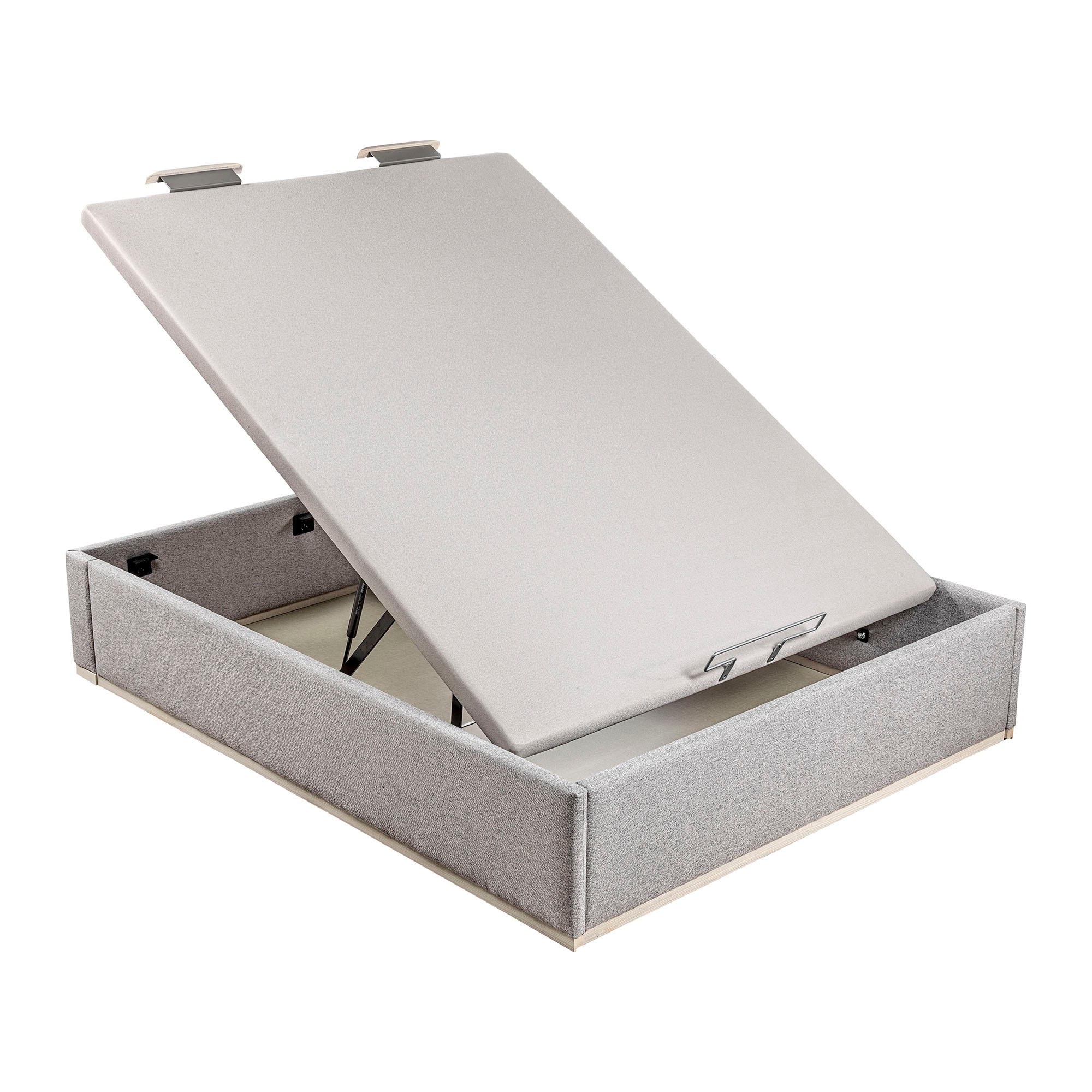 Canapé abatible en tela Box Dekor MDF Lattoflex - Gris claro Cama 90 x 190 cm Gris claro-2