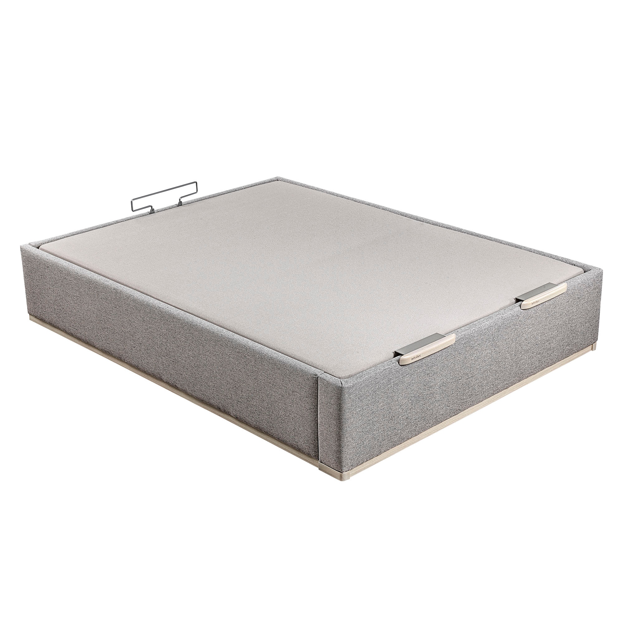 Canapé abatible en tela Box Dekor MDF Lattoflex - Gris claro Cama 90 x 190 cm Gris claro-3