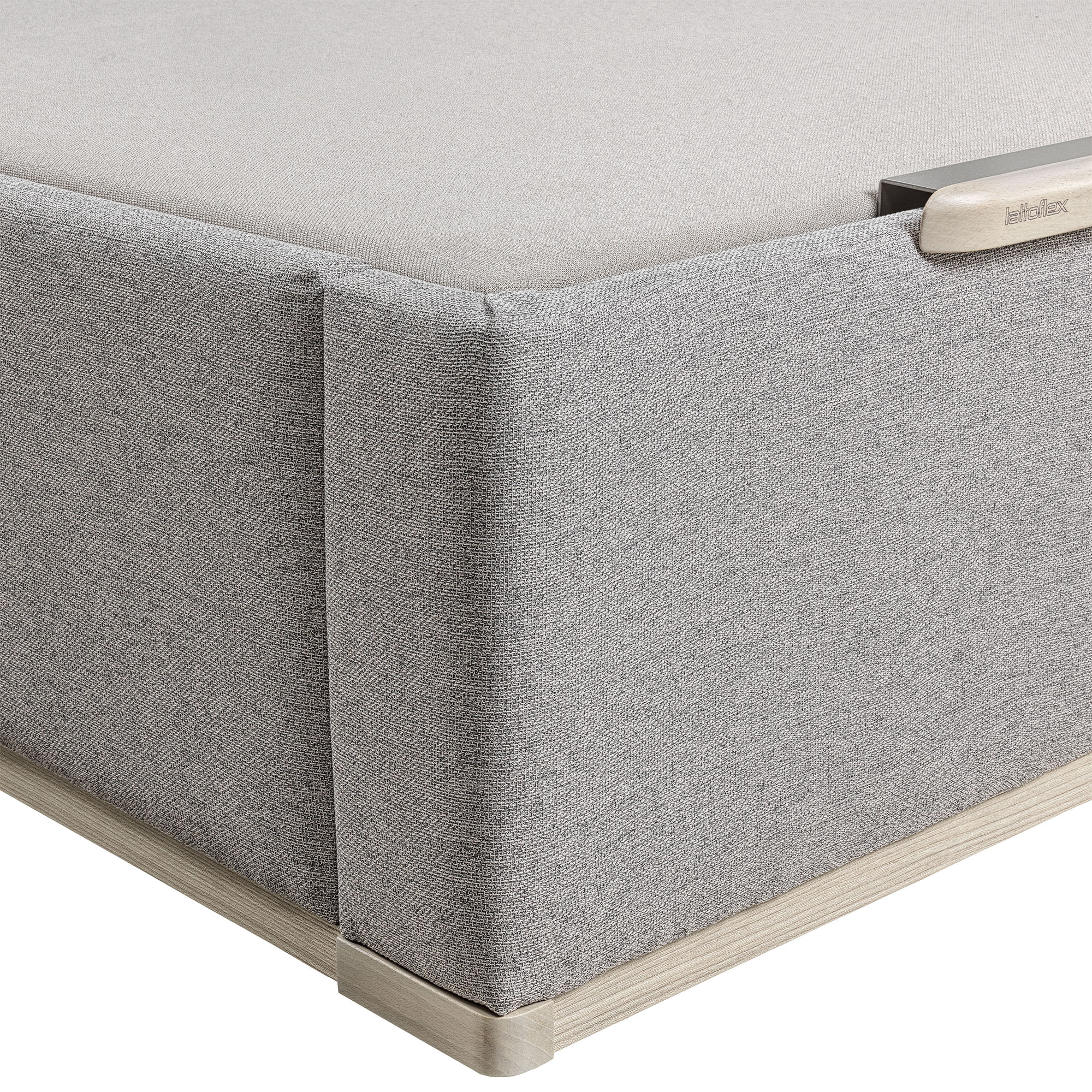 Canapé abatible en tela Box Dekor MDF Lattoflex - Gris claro Cama 90 x 190 cm Gris claro-4