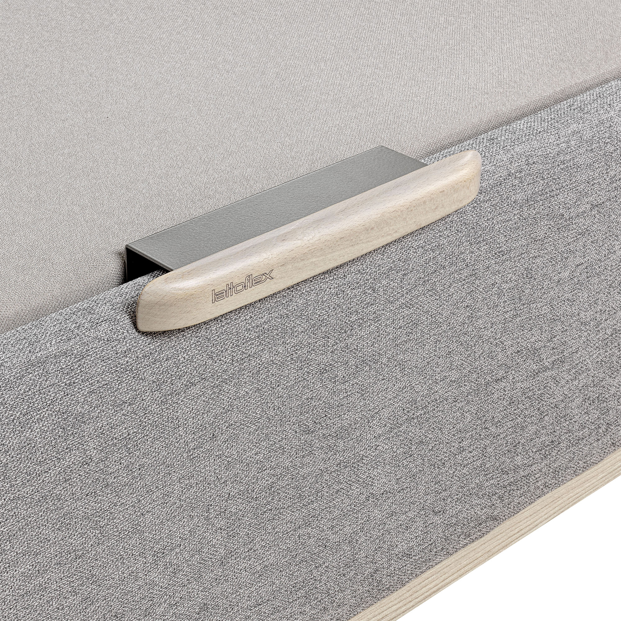 Canapé abatible en tela Box Dekor MDF Lattoflex - Gris claro Cama 90 x 190 cm Gris claro-5
