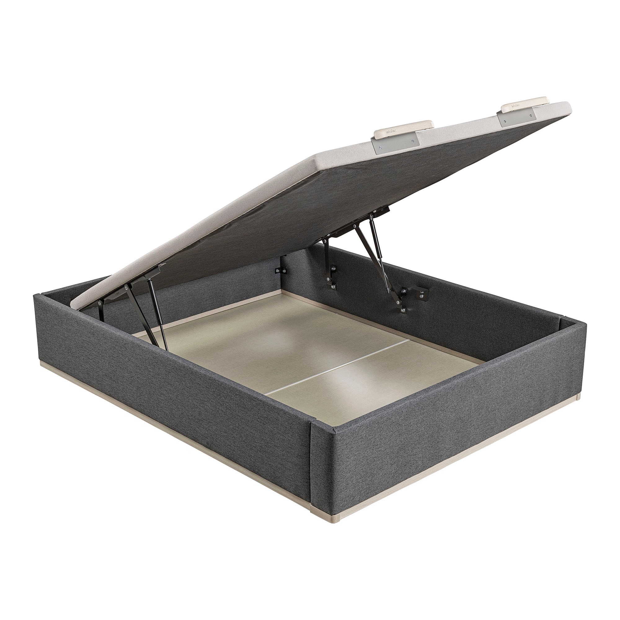 Canapé abatible en tela Box Dekor MDF Lattoflex - Antracita claro Cama 90 x 190 cm Antracita claro-1