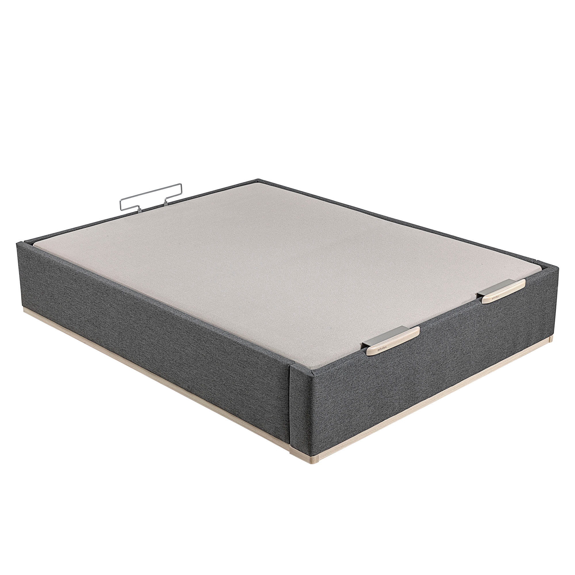 Canapé abatible en tela Box Dekor MDF Lattoflex - Antracita claro Cama 90 x 190 cm Antracita claro-3